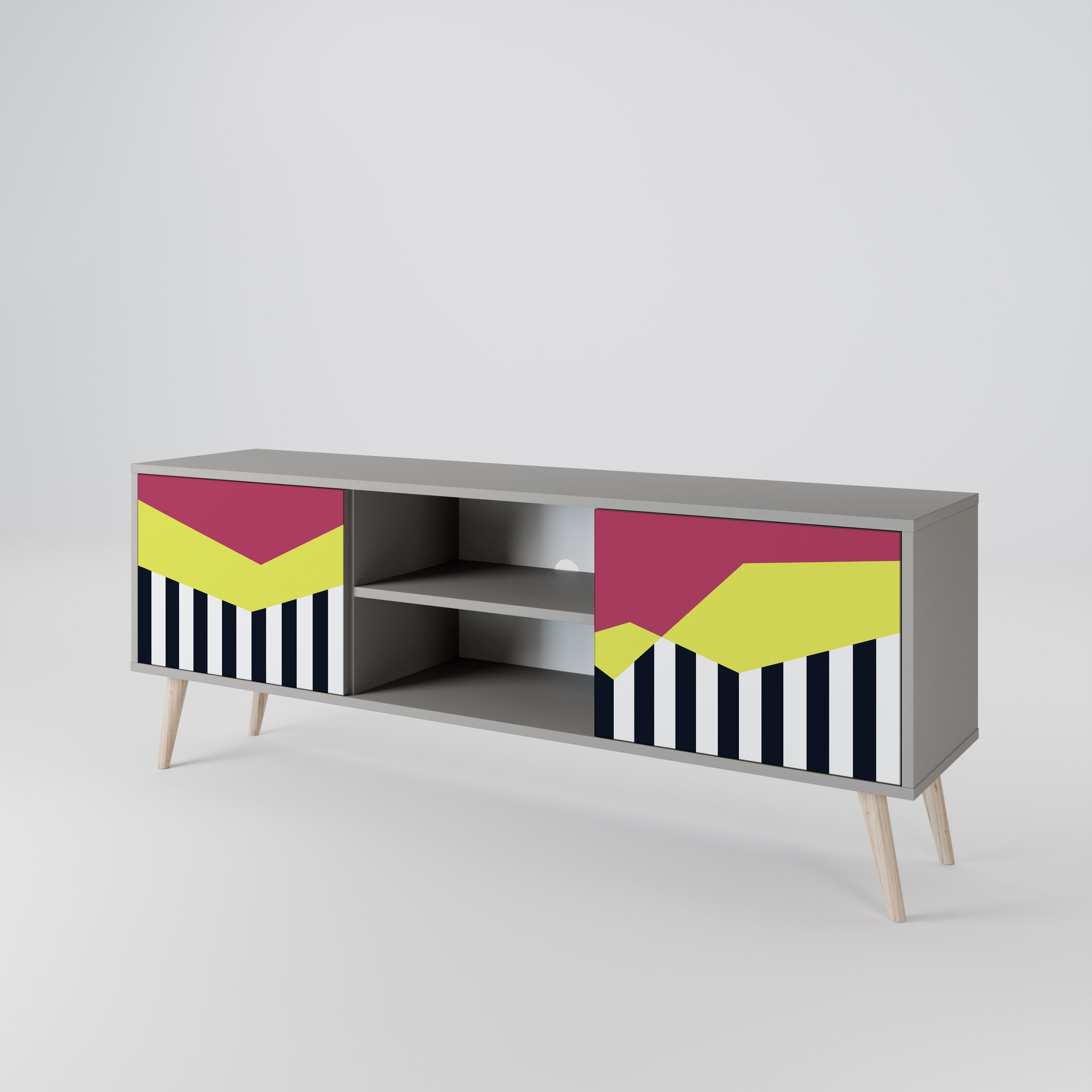 Mueble de TV PIANO FANTASY de 2 puertas en acabado gris