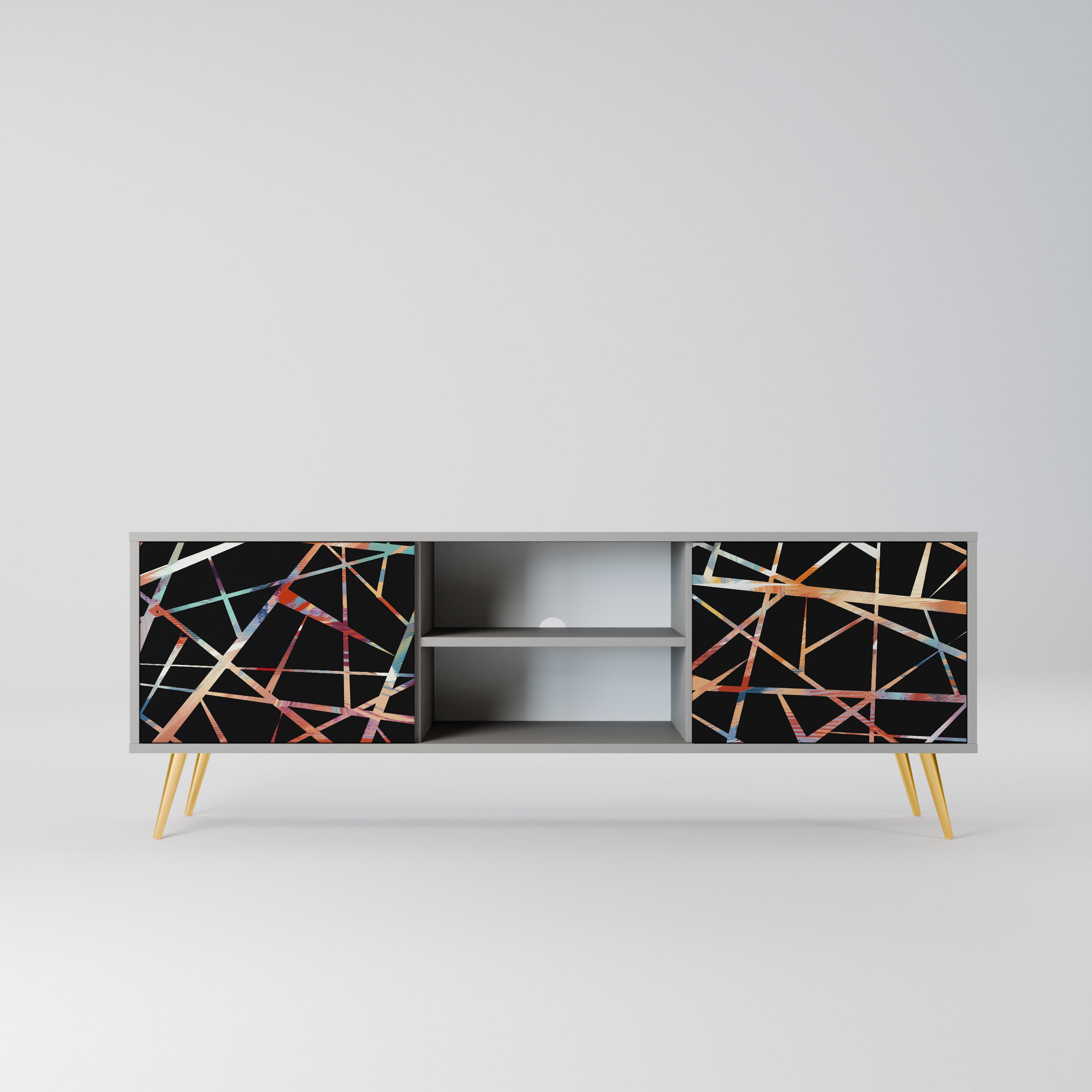 Mueble de TV de 2 puertas POLYGON VERVE en acabado gris