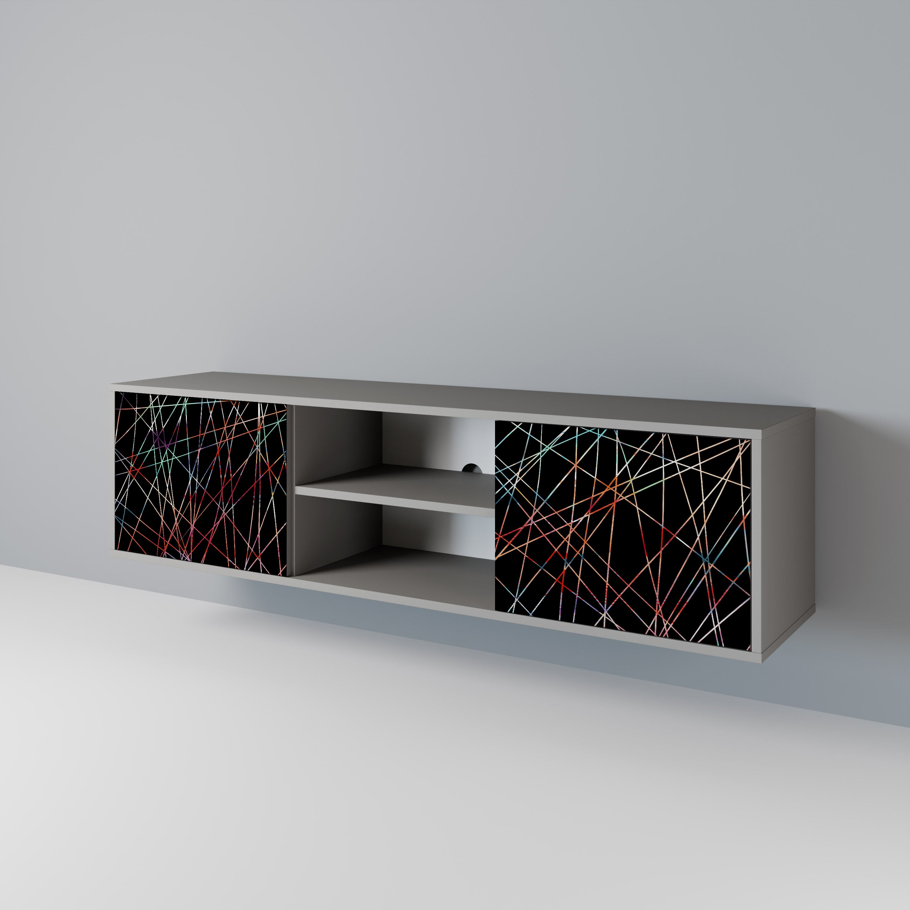 Mueble de TV de 2 puertas LUMINOUS SNARE en acabado gris