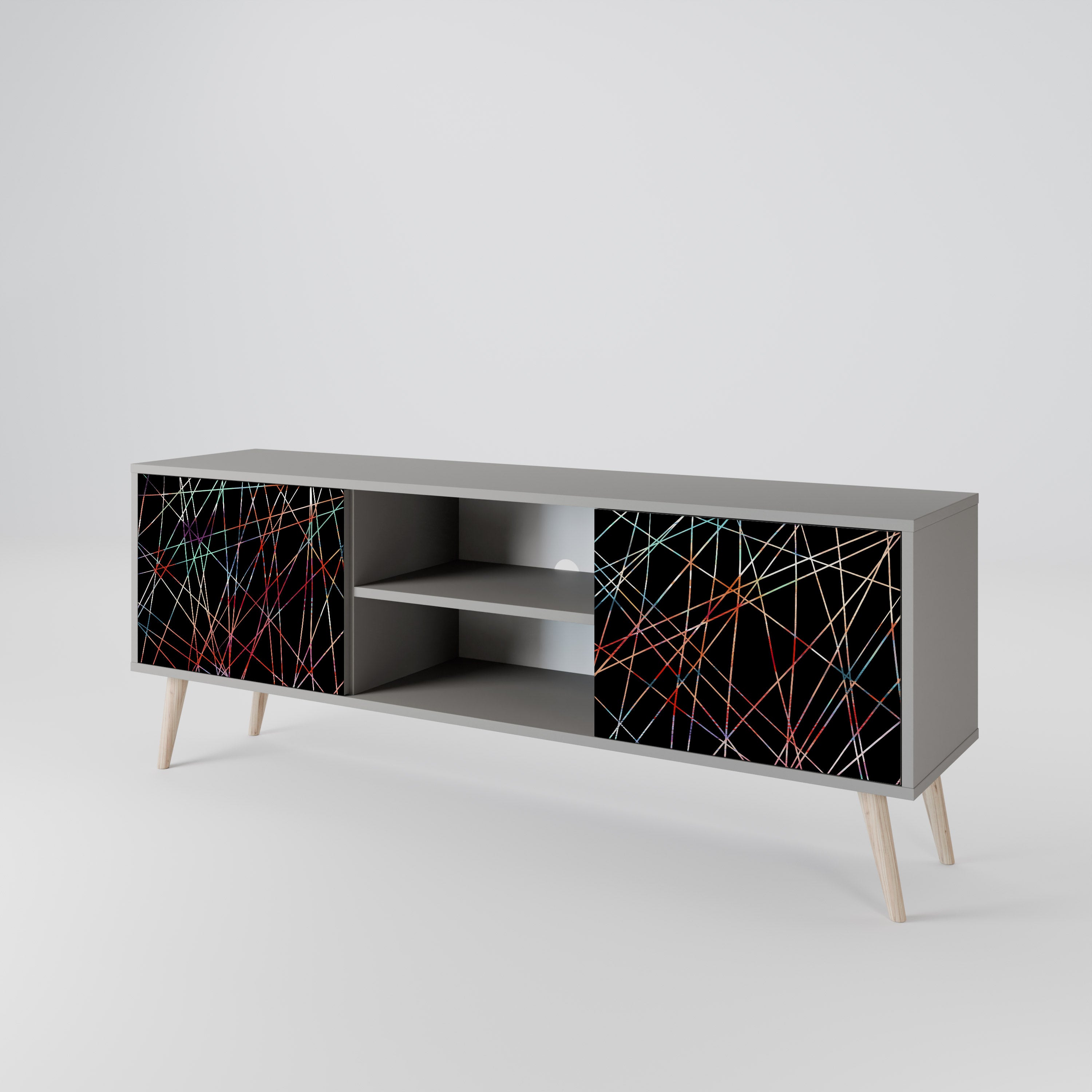 Mueble de TV de 2 puertas LUMINOUS SNARE en acabado gris