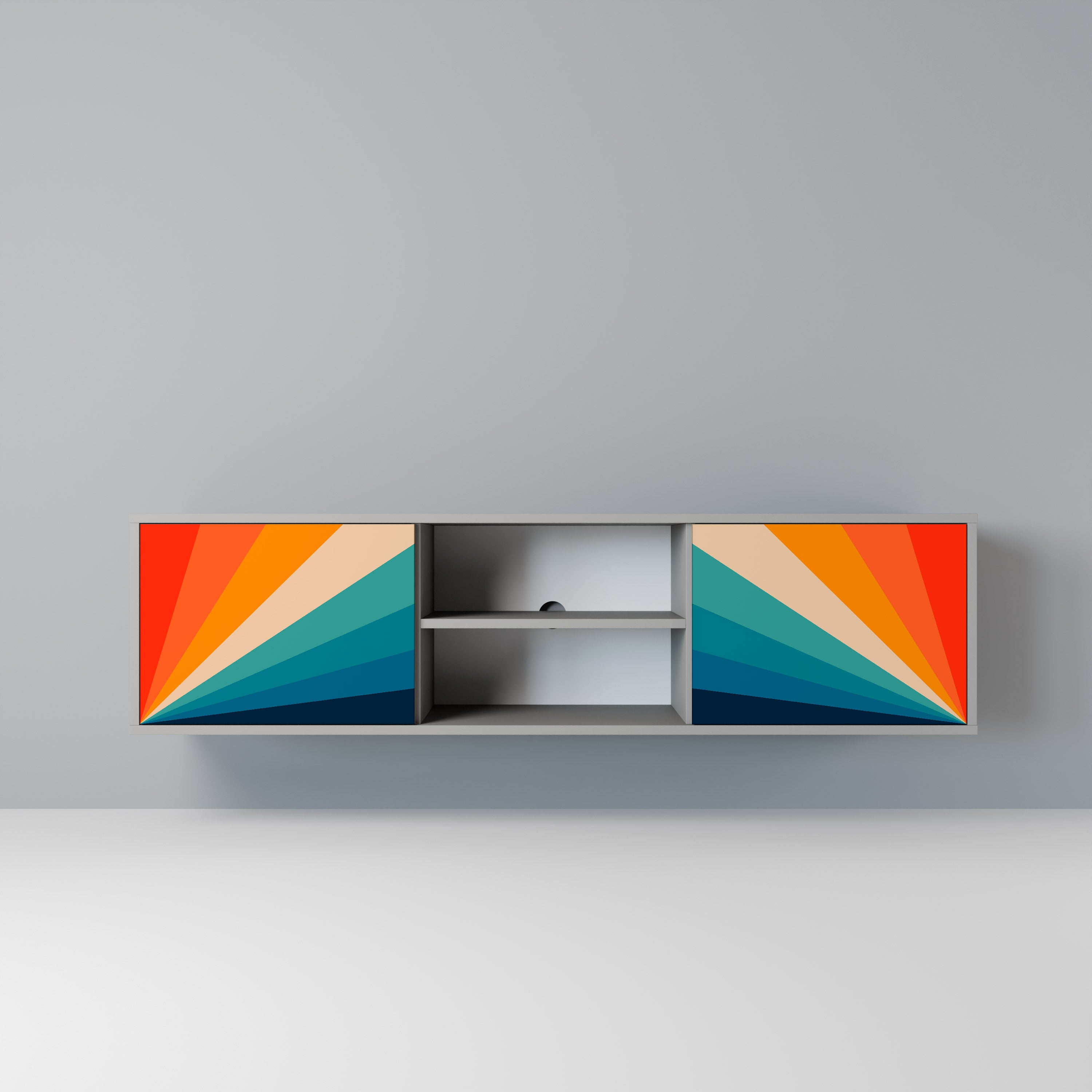 Mueble de TV PRISM CONCUSSION de 2 puertas en acabado gris