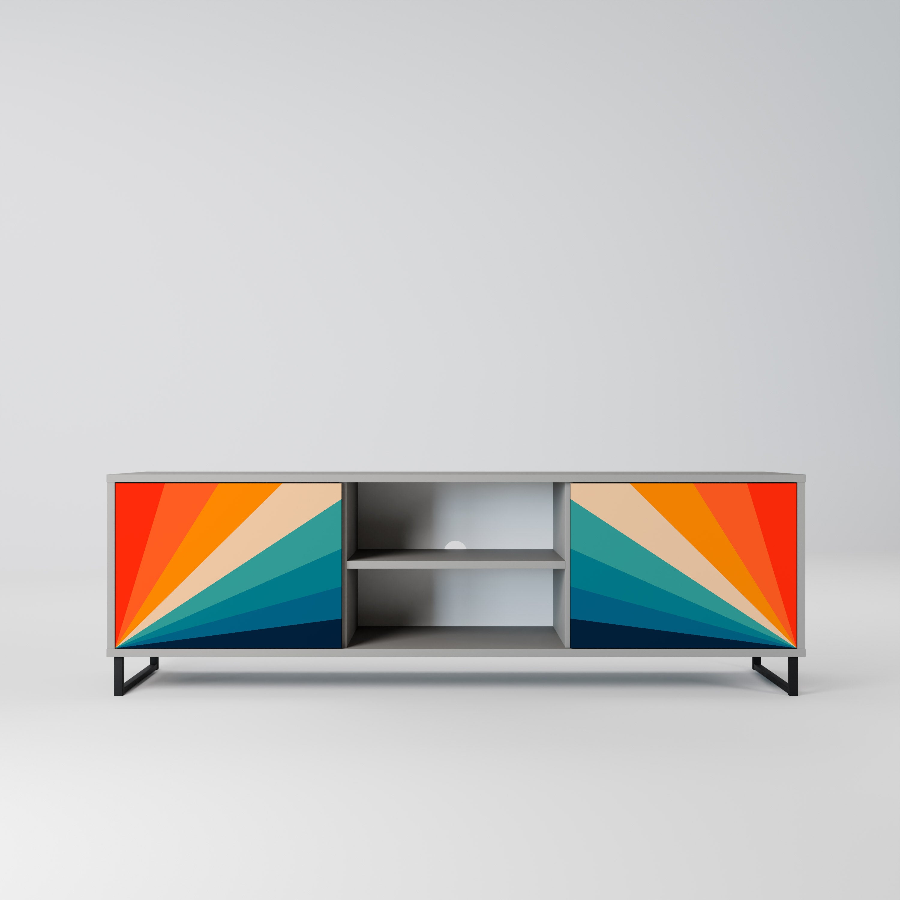 Mueble de TV PRISM CONCUSSION de 2 puertas en acabado gris