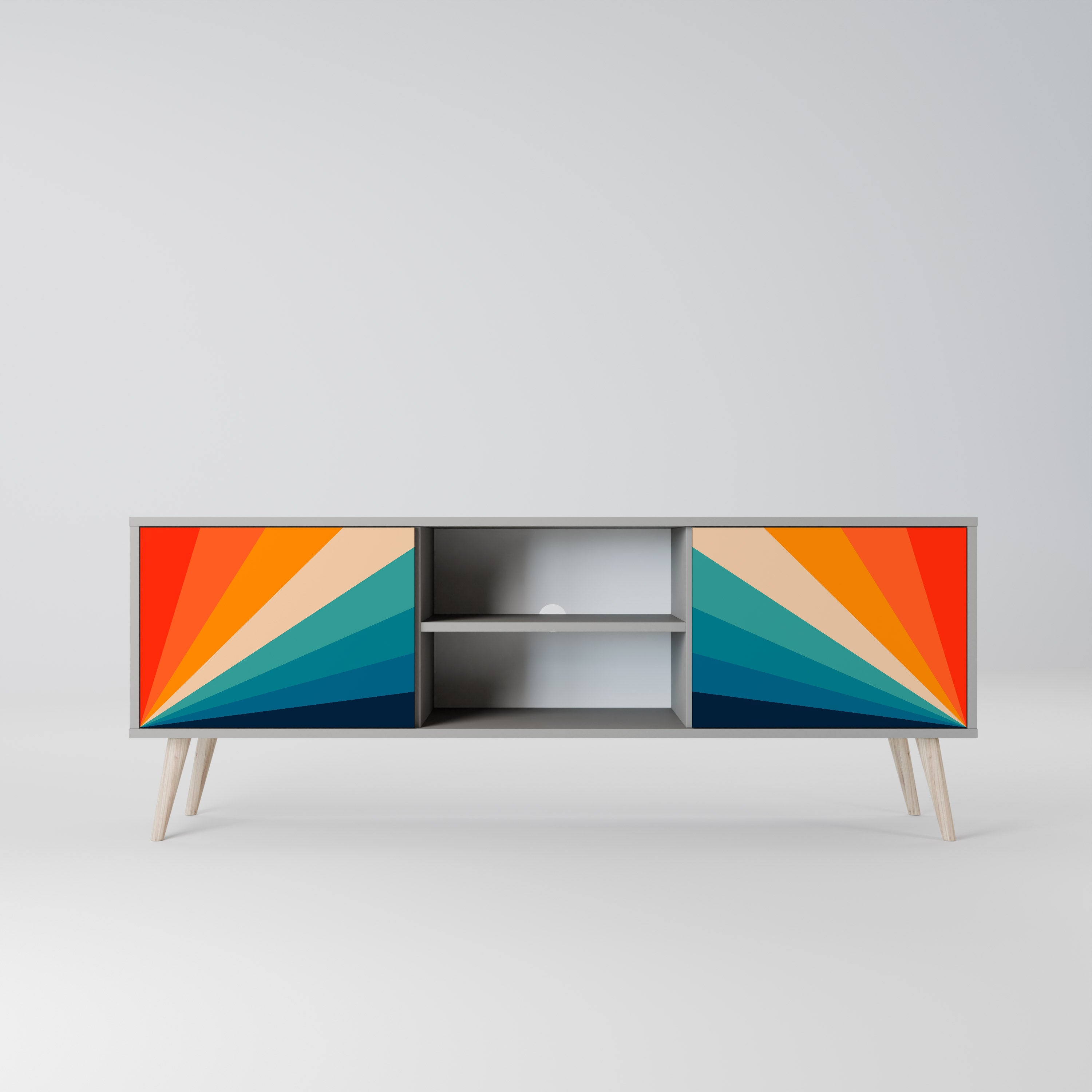 Mueble de TV PRISM CONCUSSION de 2 puertas en acabado gris