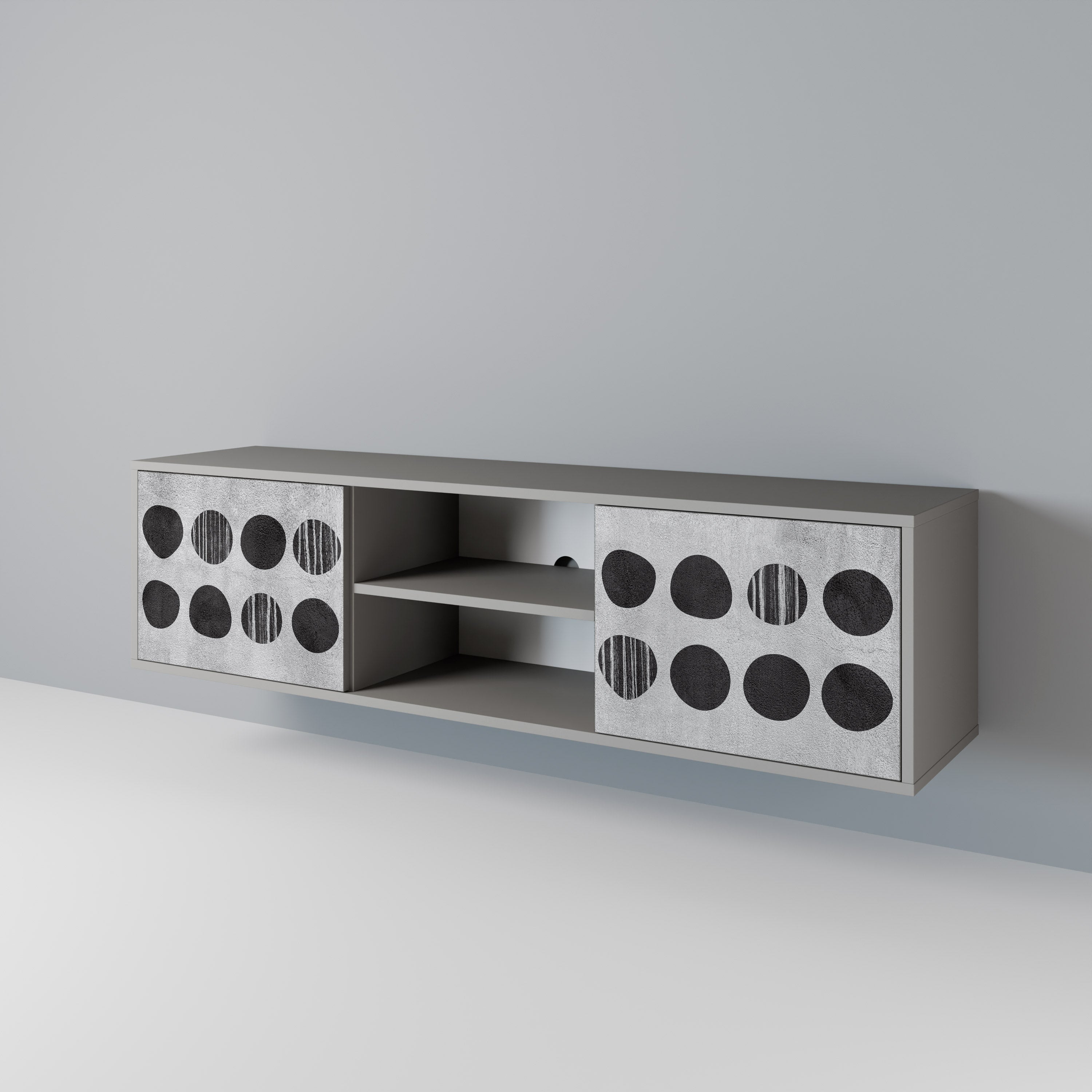 Mueble de TV de 2 puertas GHOSTLY GRADIENTS en acabado gris