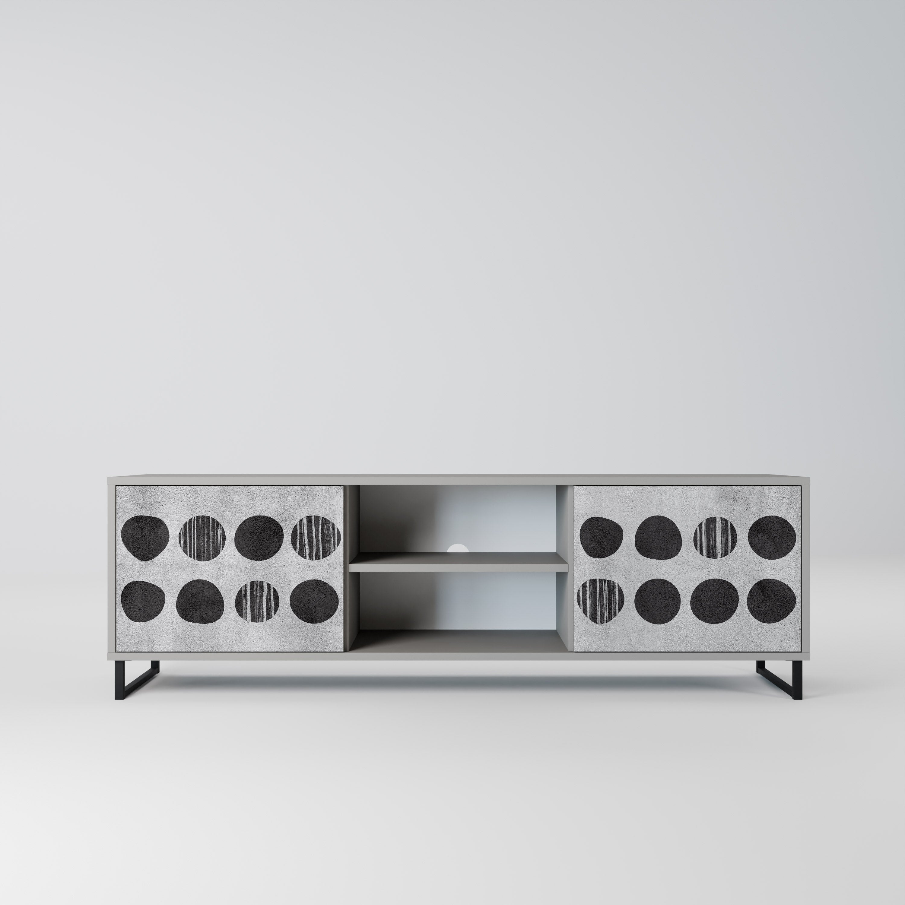 Mueble de TV de 2 puertas GHOSTLY GRADIENTS en acabado gris