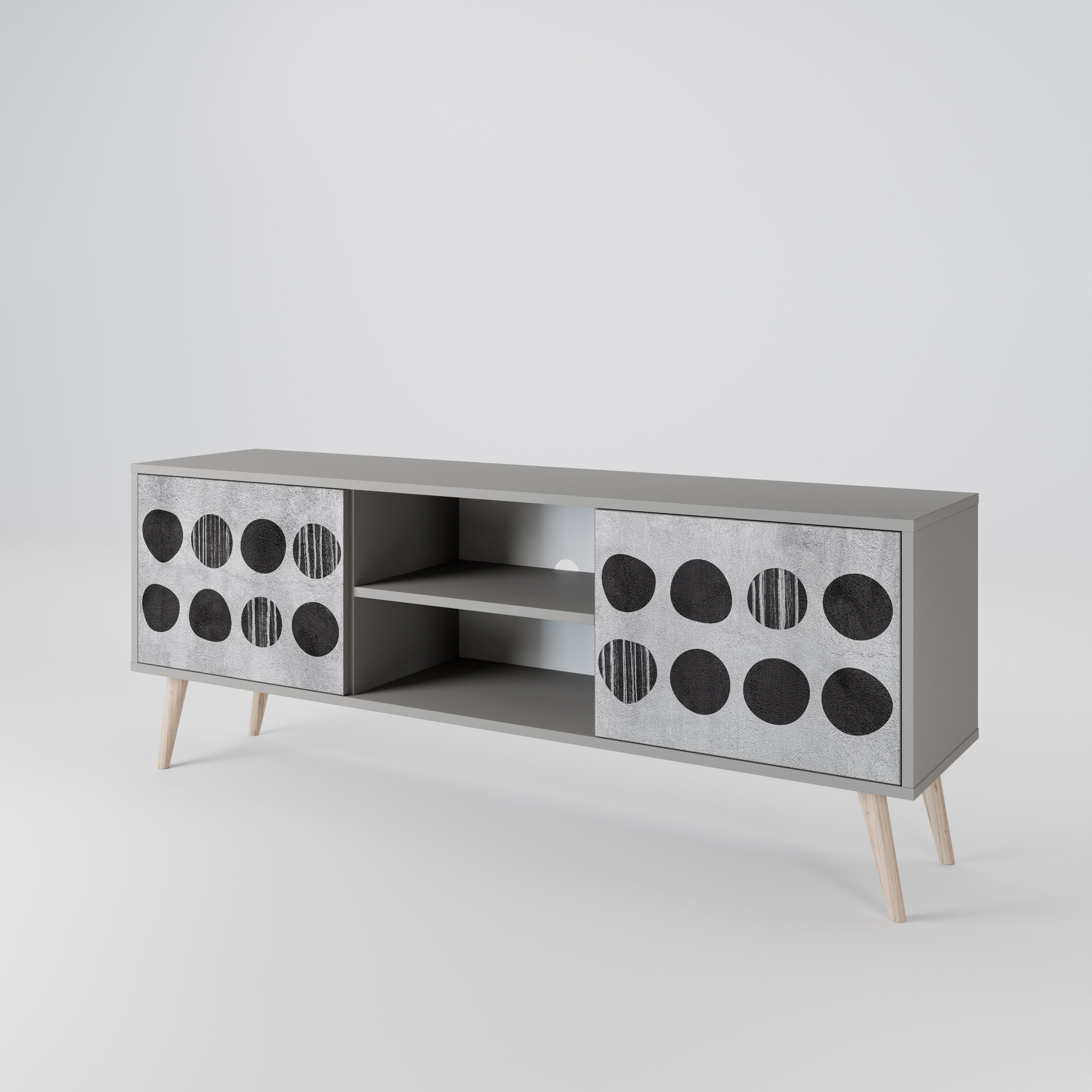 Mueble de TV de 2 puertas GHOSTLY GRADIENTS en acabado gris