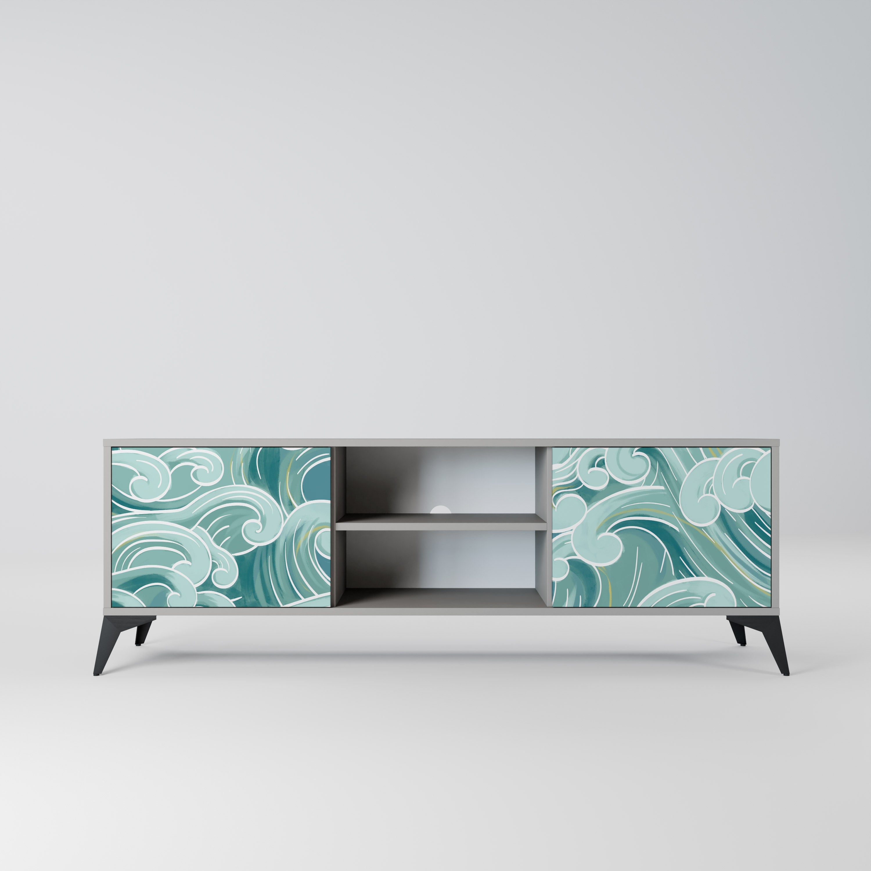 Mueble de TV ASIAN SWAY de 2 puertas con acabado gris