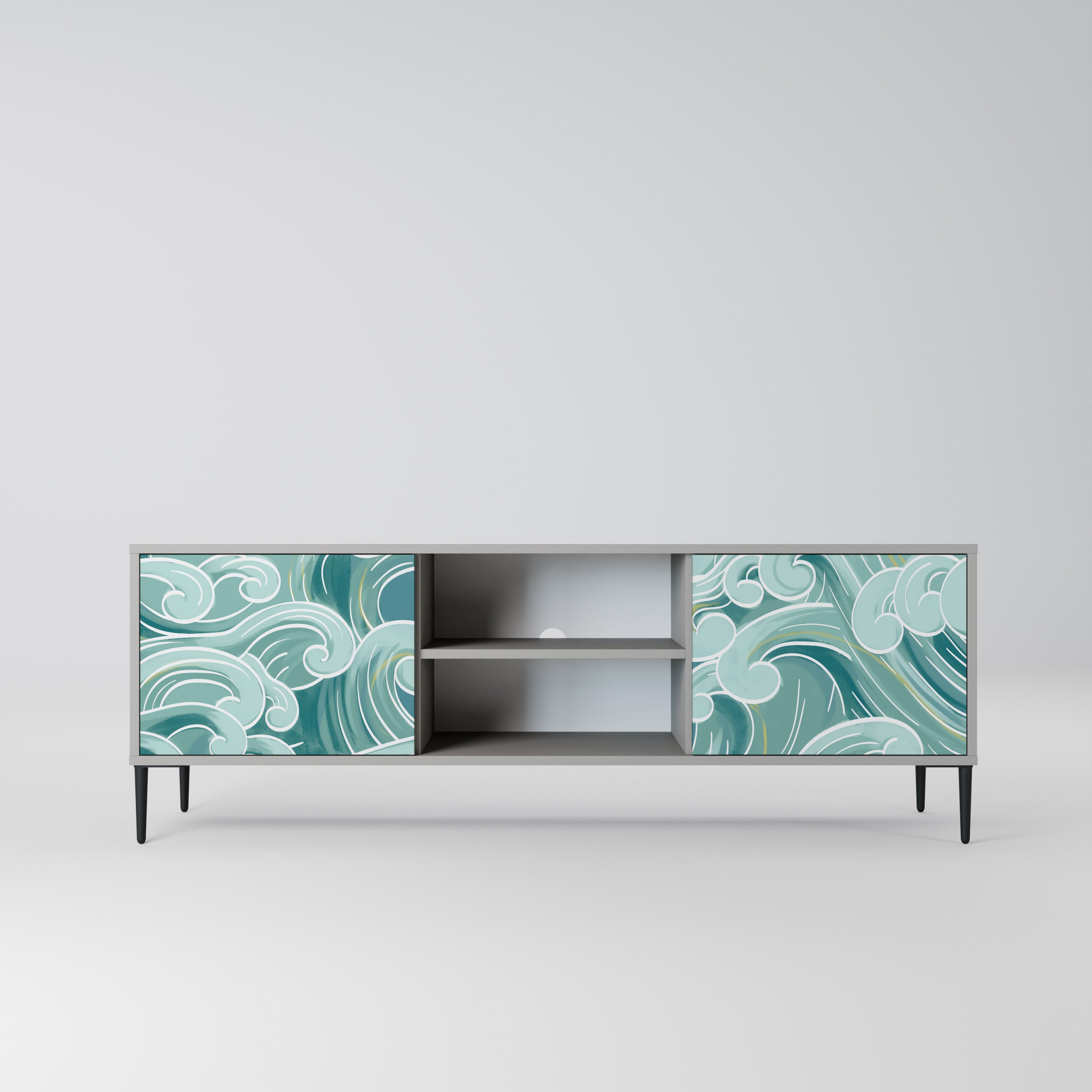 Mueble de TV ASIAN SWAY de 2 puertas con acabado gris