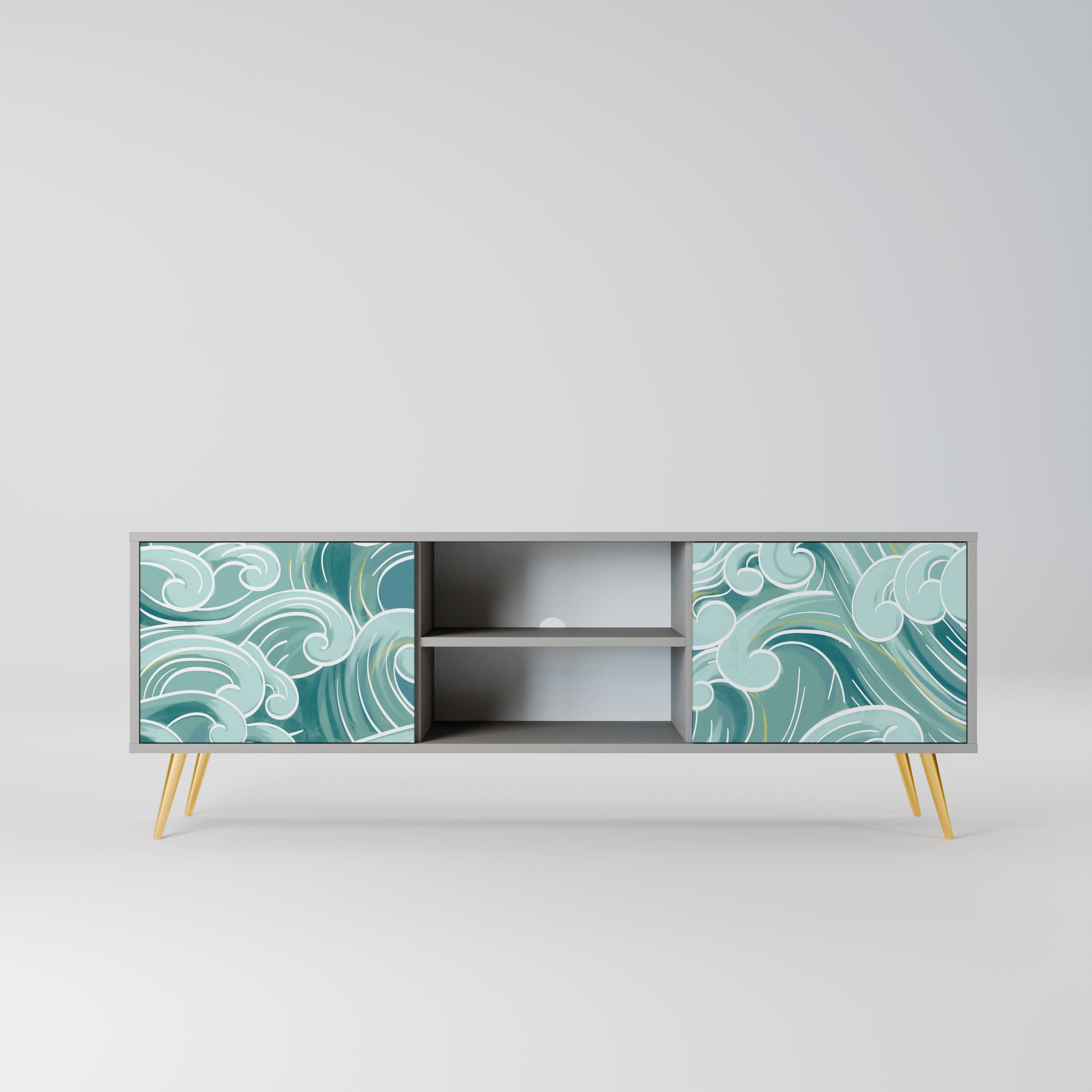 Mueble de TV ASIAN SWAY de 2 puertas con acabado gris