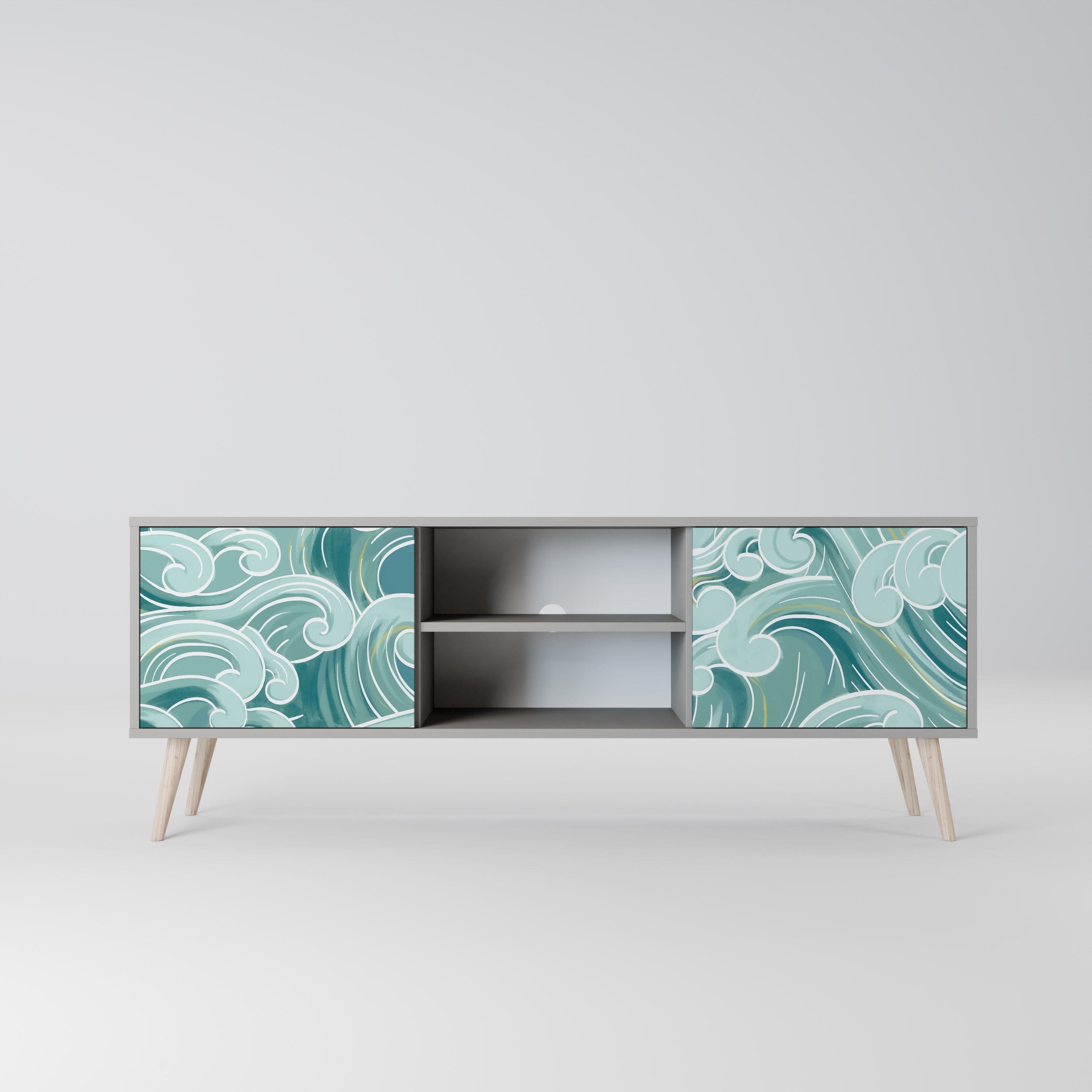 Mueble de TV ASIAN SWAY de 2 puertas con acabado gris