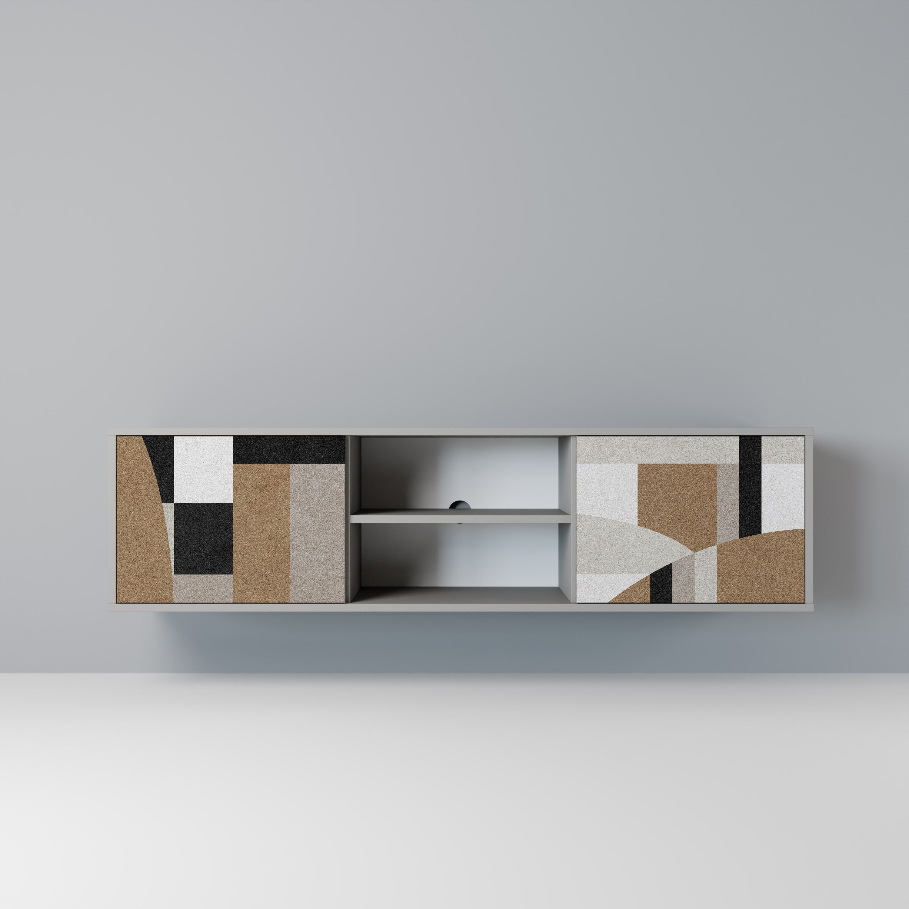 Mueble de TV de 2 puertas DELICATE MEMENTO en acabado gris