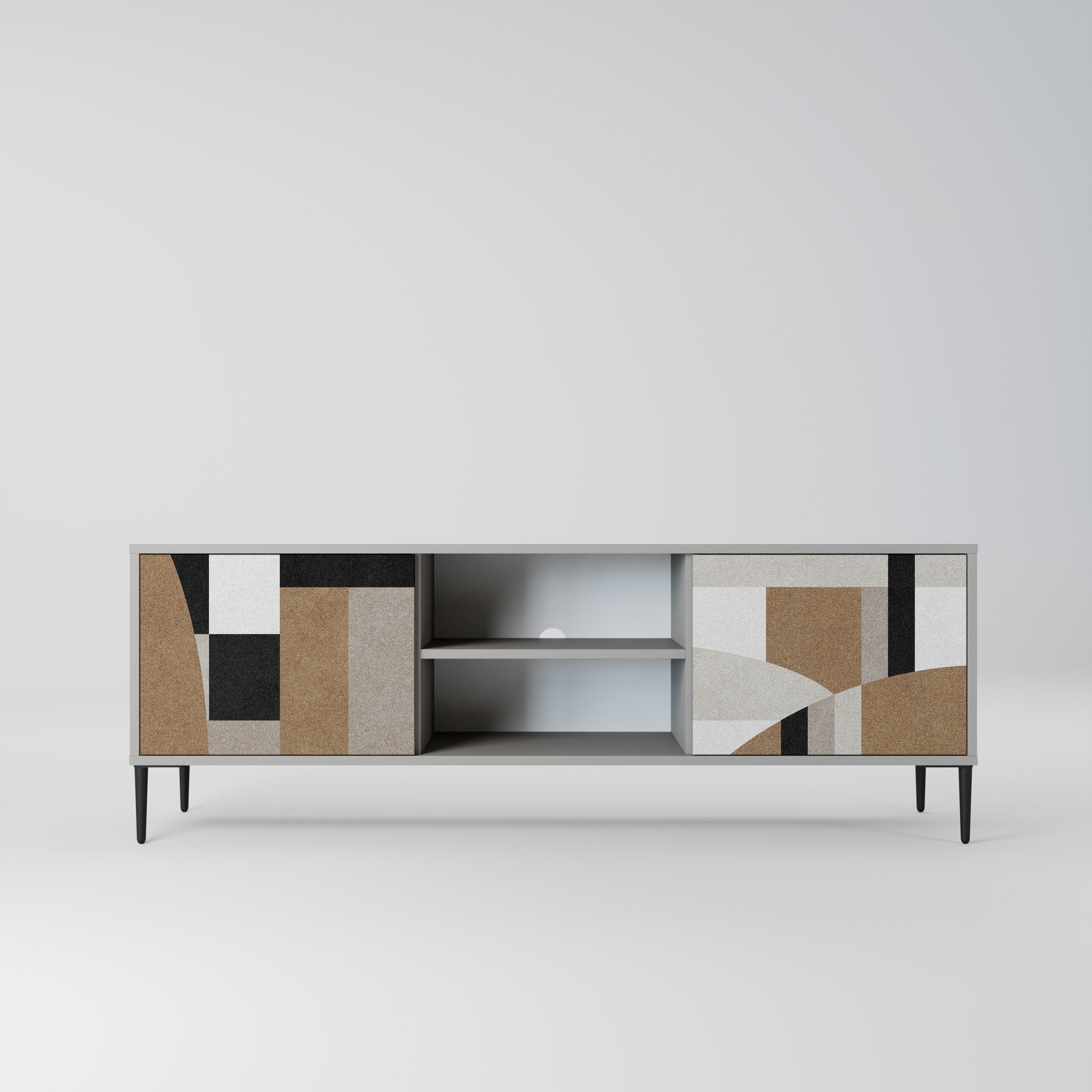 Mueble de TV de 2 puertas DELICATE MEMENTO en acabado gris