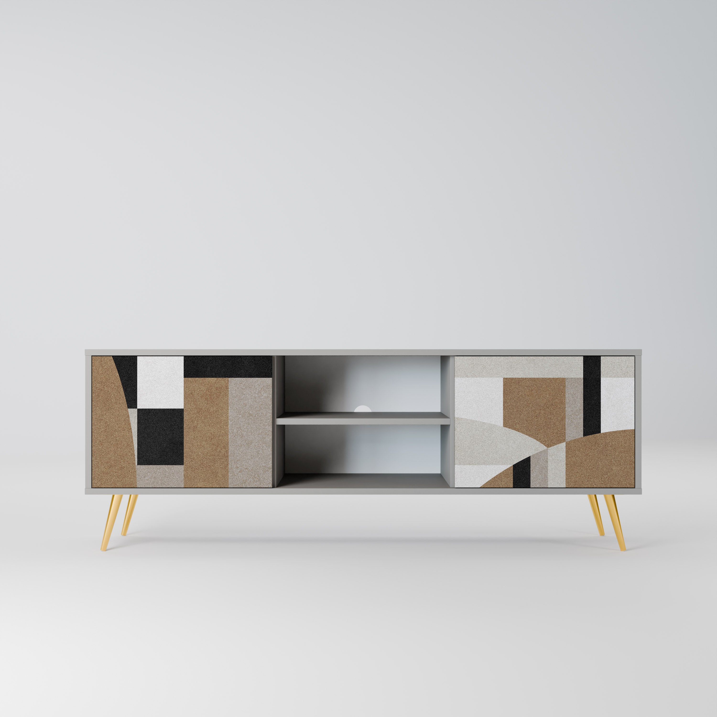 Mueble de TV de 2 puertas DELICATE MEMENTO en acabado gris