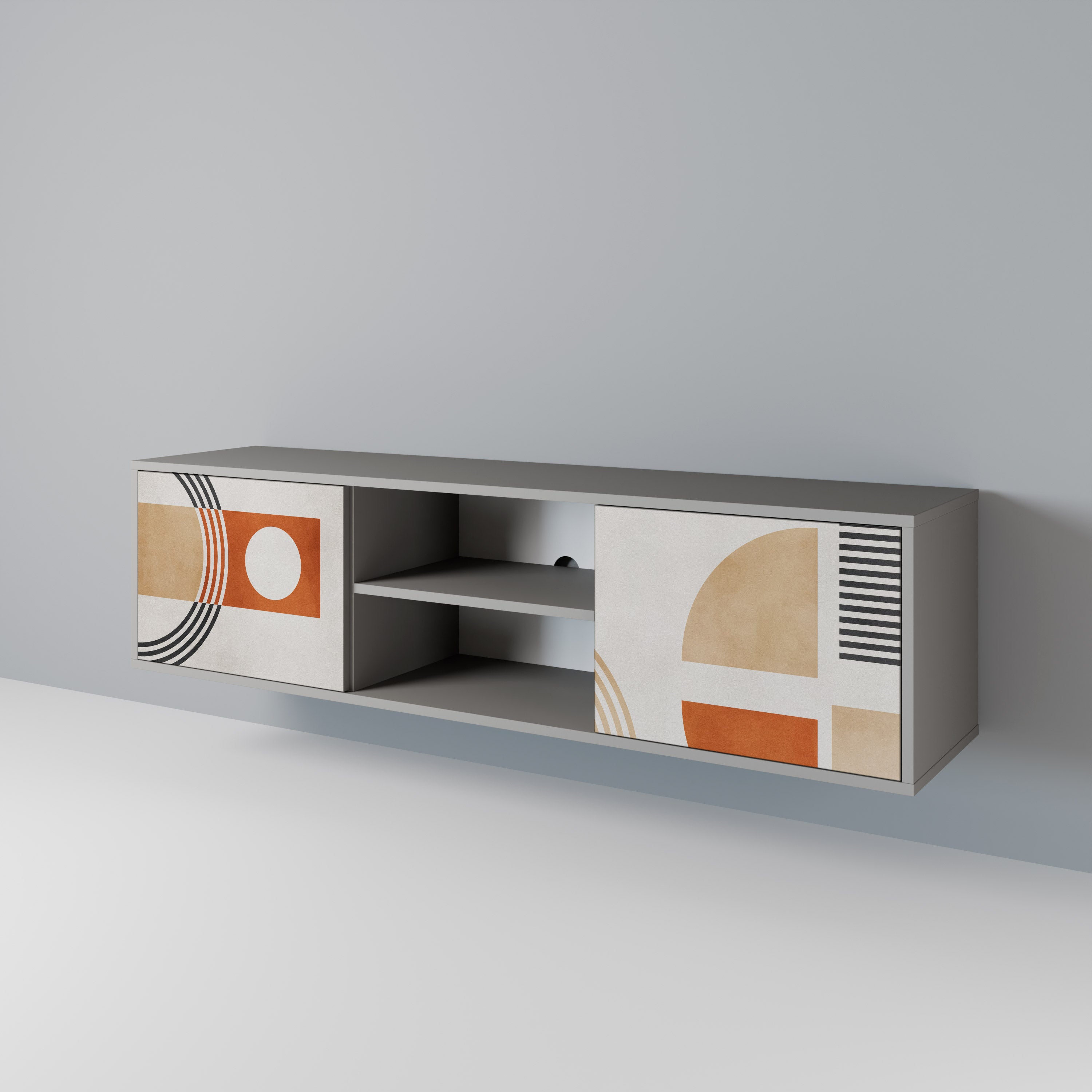 Mueble de TV de 2 puertas SPACE AROUND en acabado gris