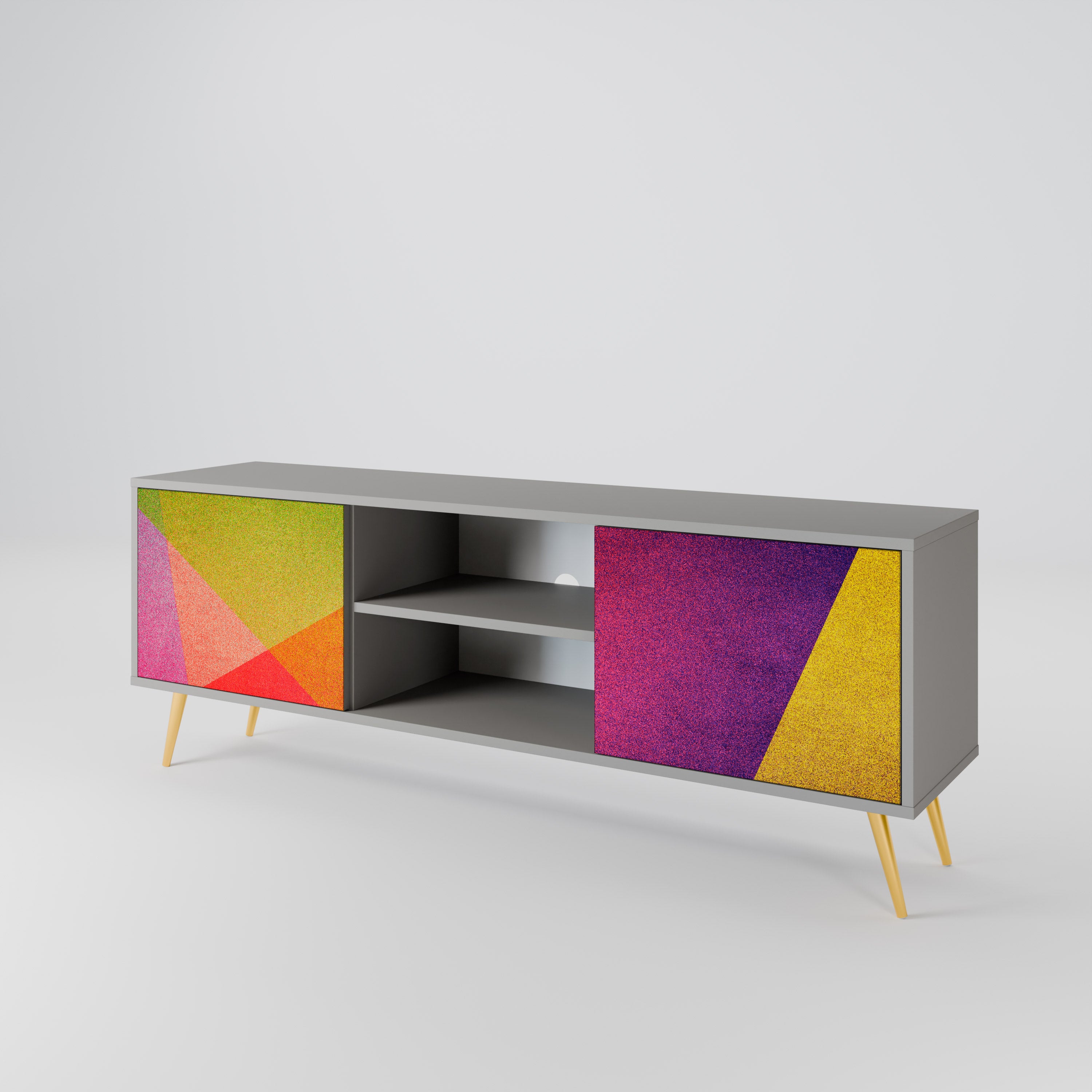 Mueble de TV de 2 puertas VIVID GEOMETRY en acabado gris