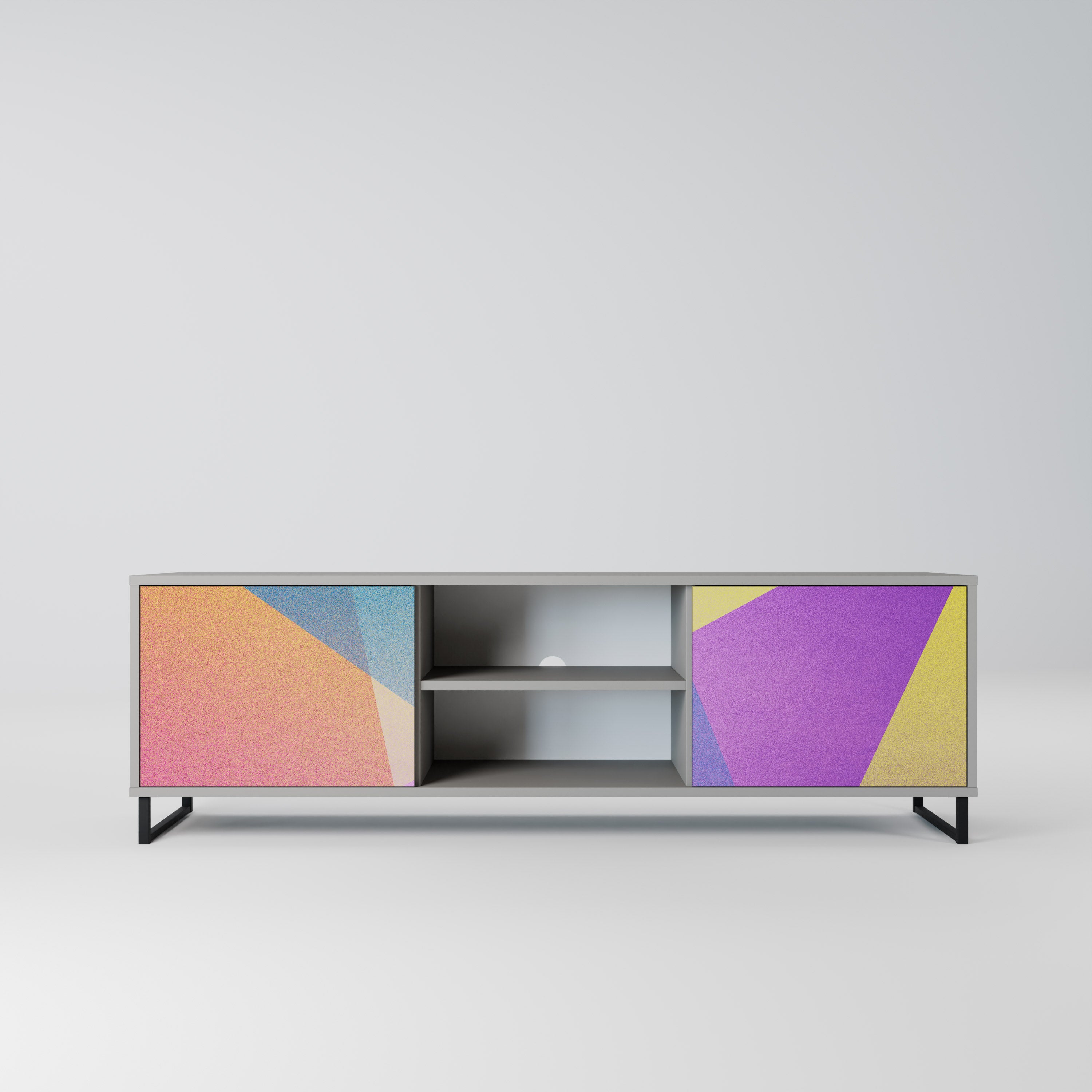 BRIGHT GEOMETRY 2-Door TV Stand in Grey Finish