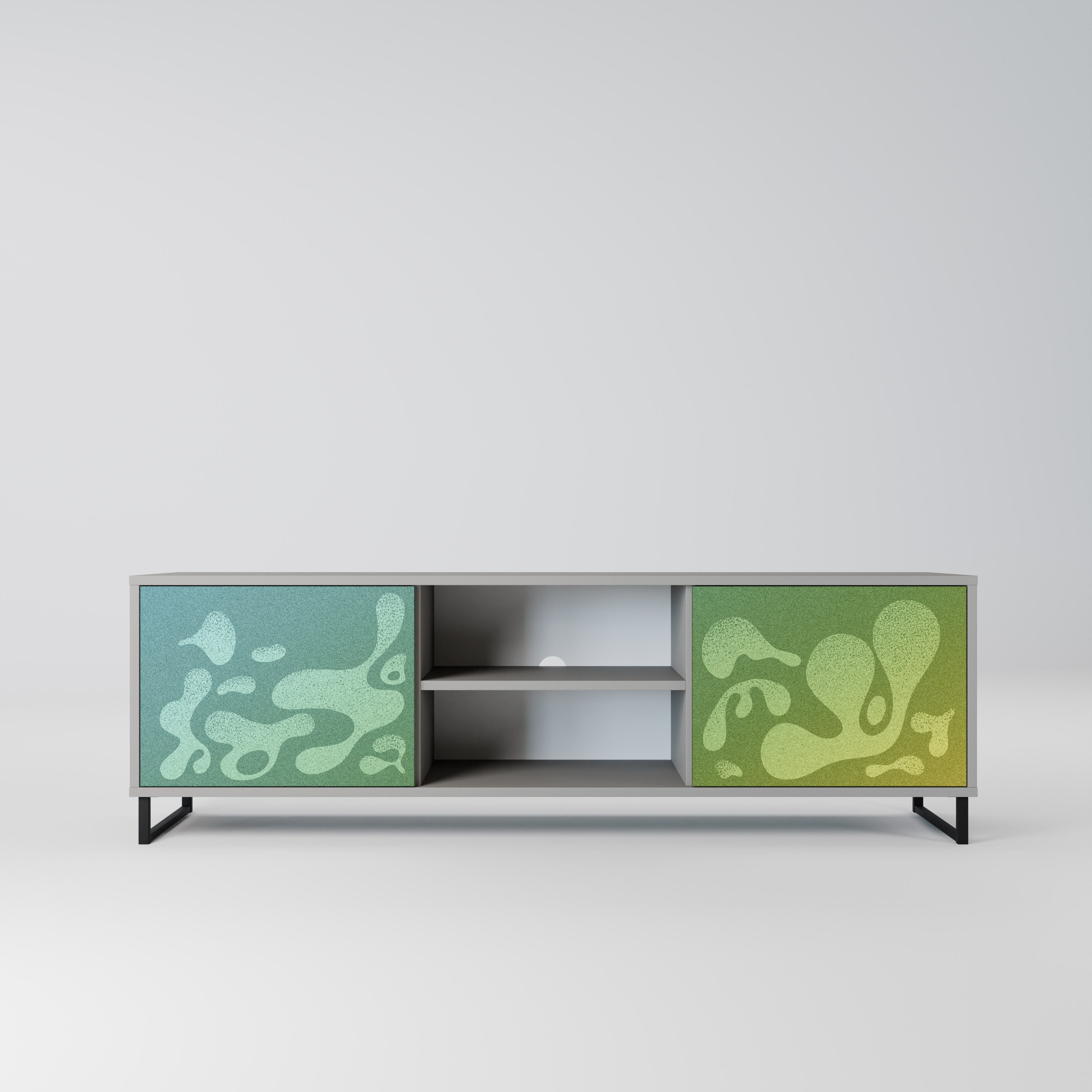 IRREGULAR BLUE 2-Door TV Stand in Grey Finish