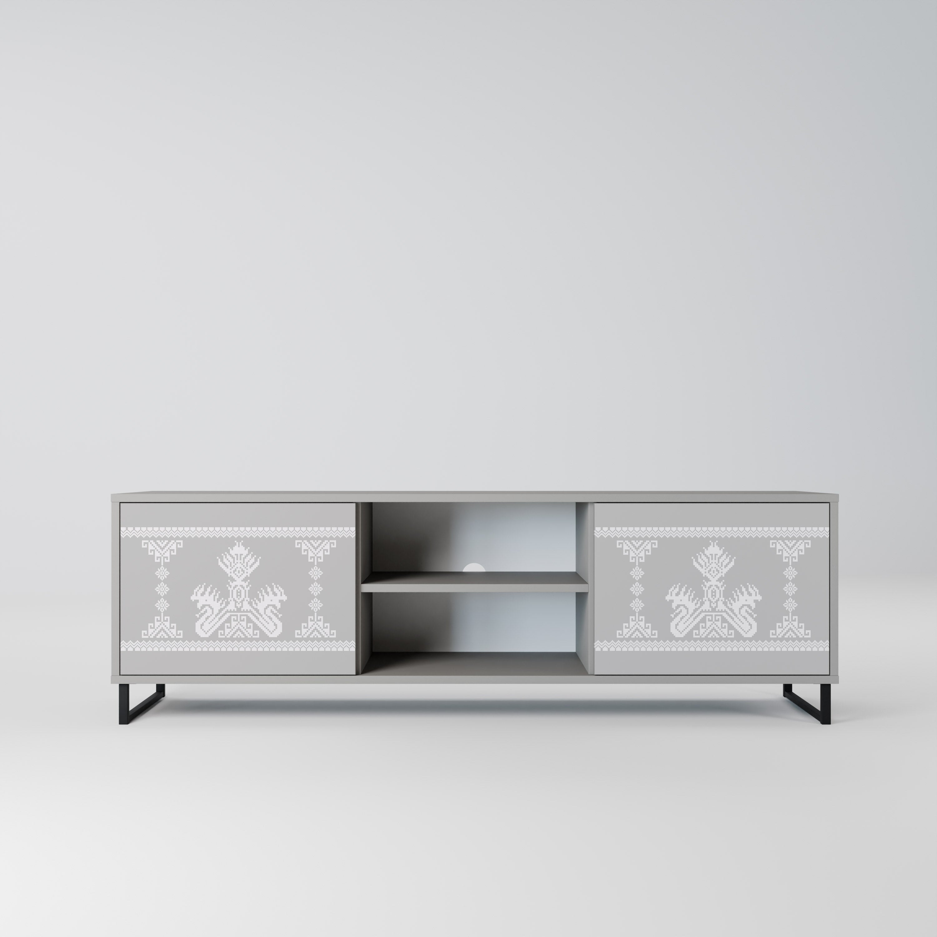 THAI GRAY 2-Door TV Stand in Grey Finish