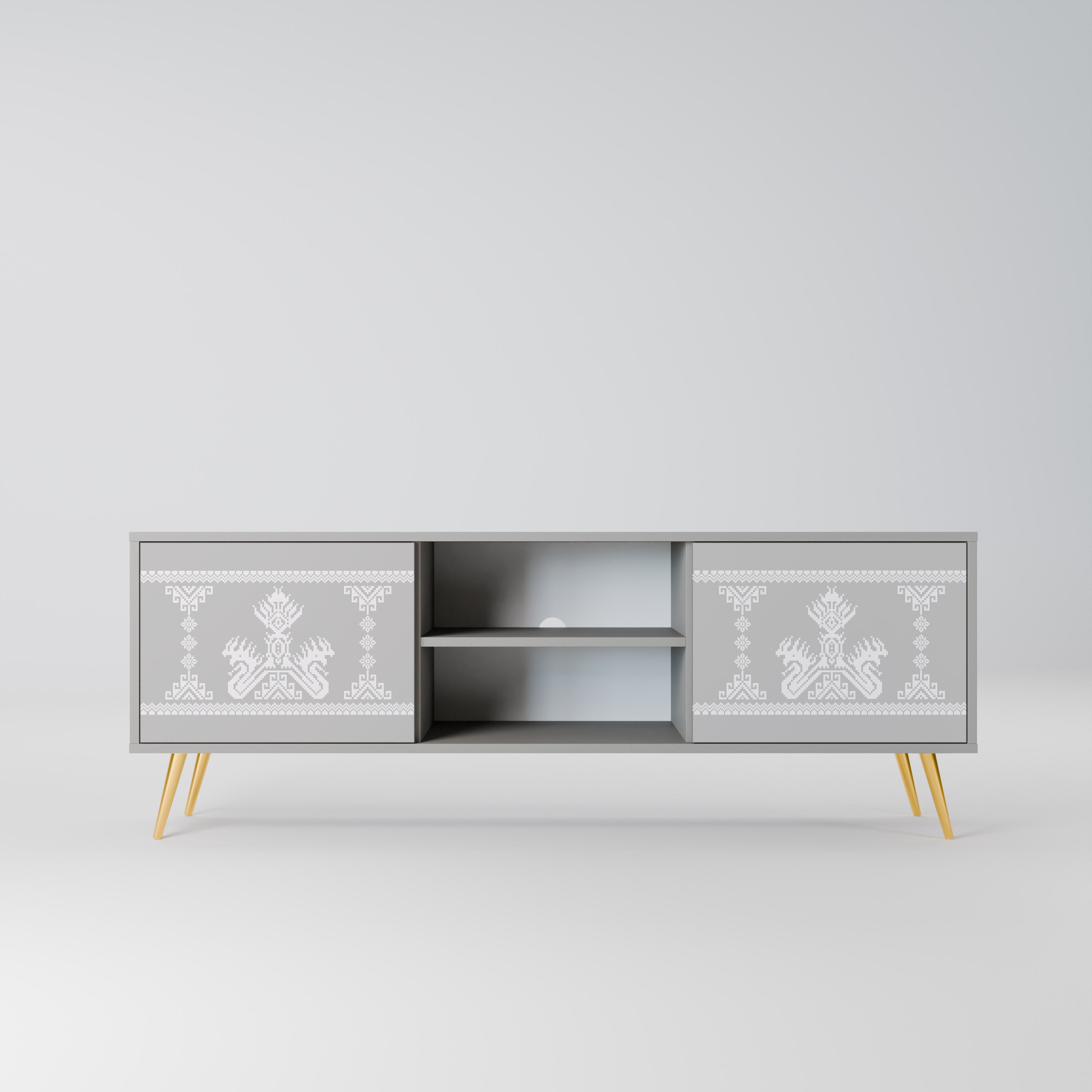 THAI GRAY 2-Door TV Stand in Grey Finish