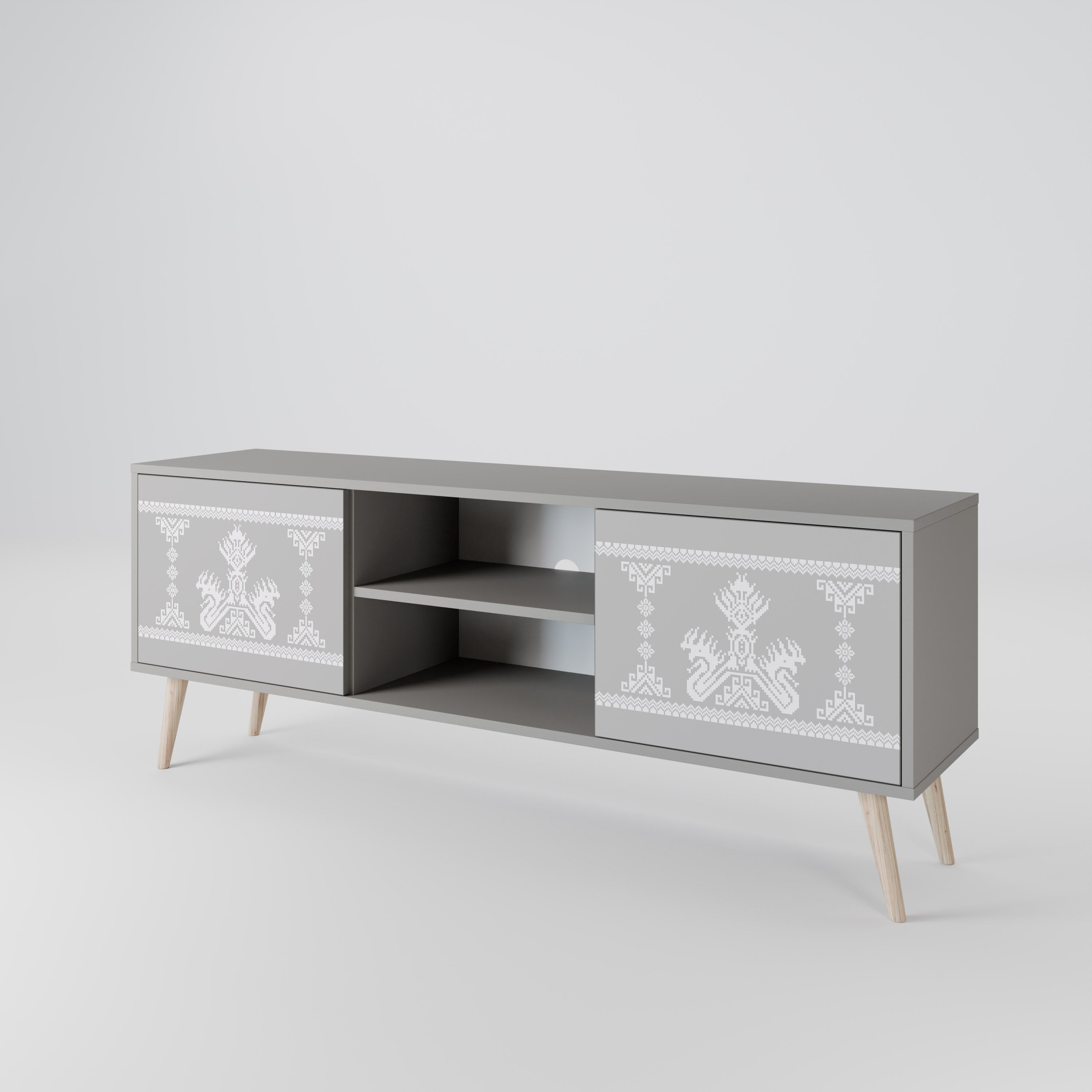 Mueble de TV de 2 puertas THAI GRAY en acabado gris