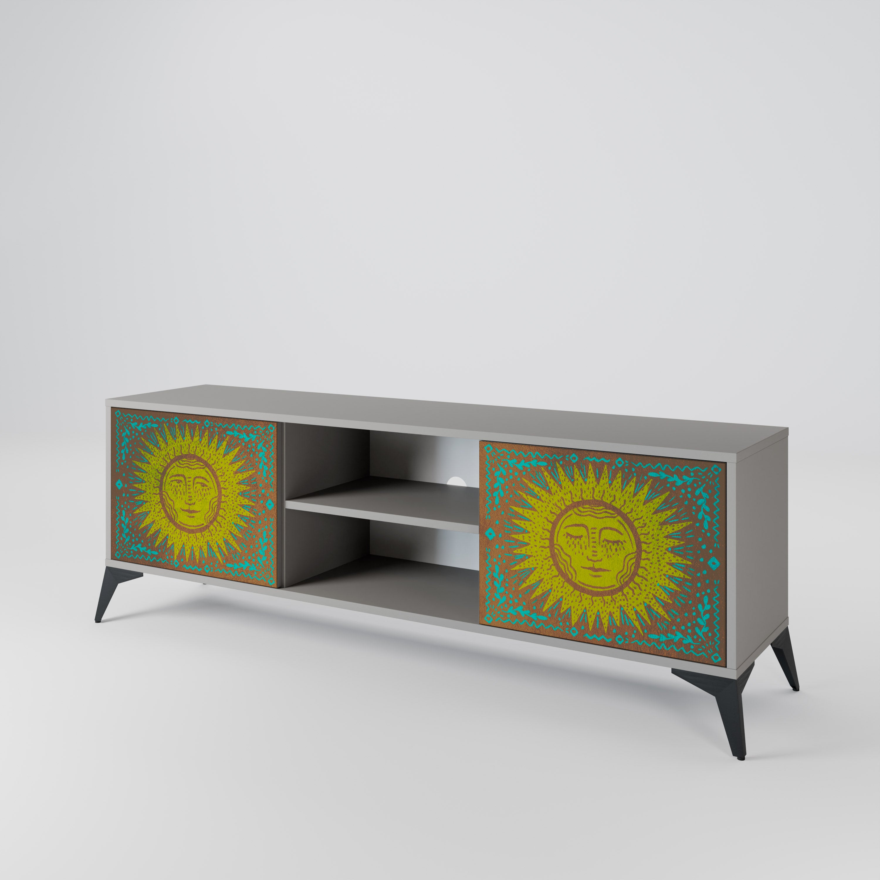 Mueble de TV de 2 puertas SUNSHINE EULOGY en acabado gris