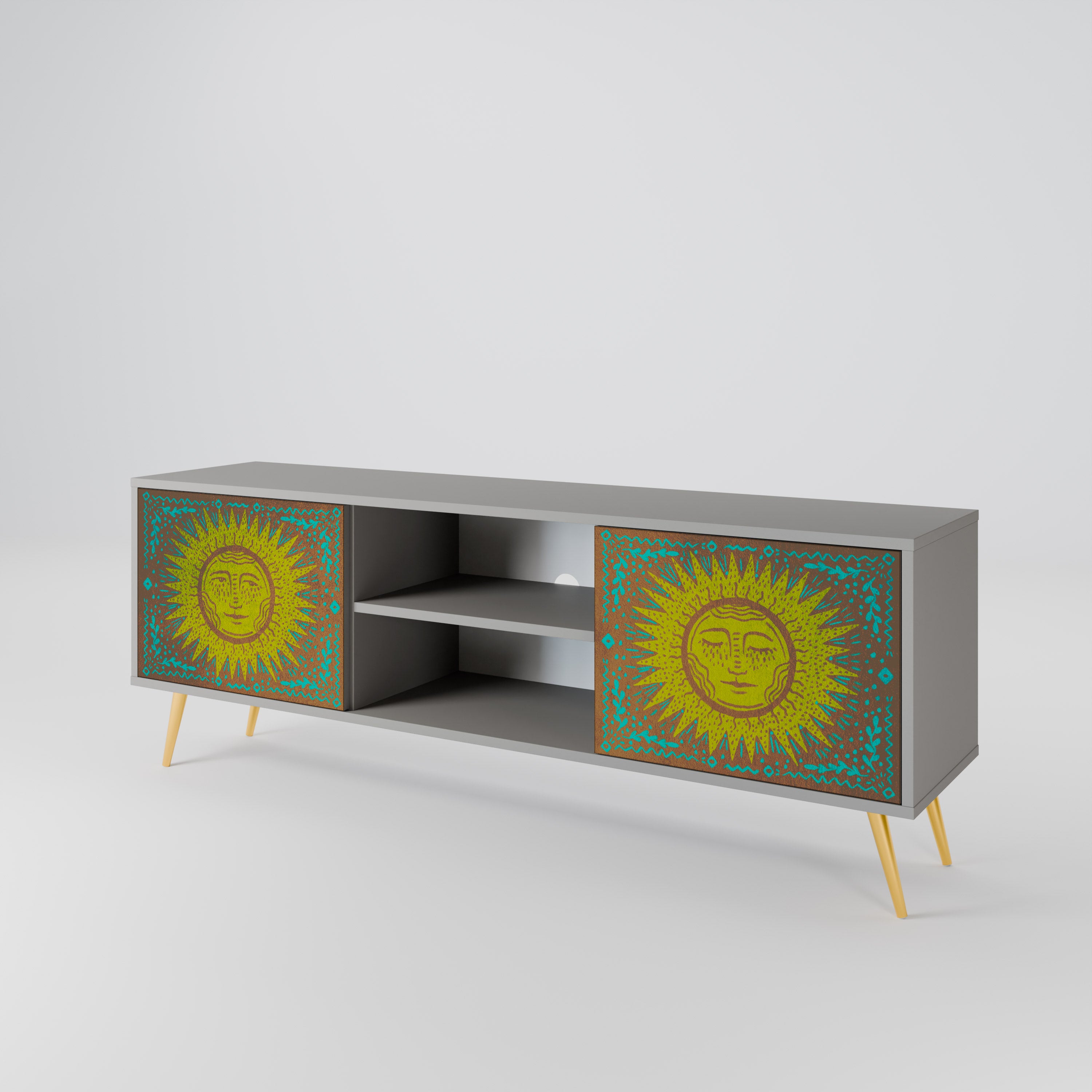 Mueble de TV de 2 puertas SUNSHINE EULOGY en acabado gris