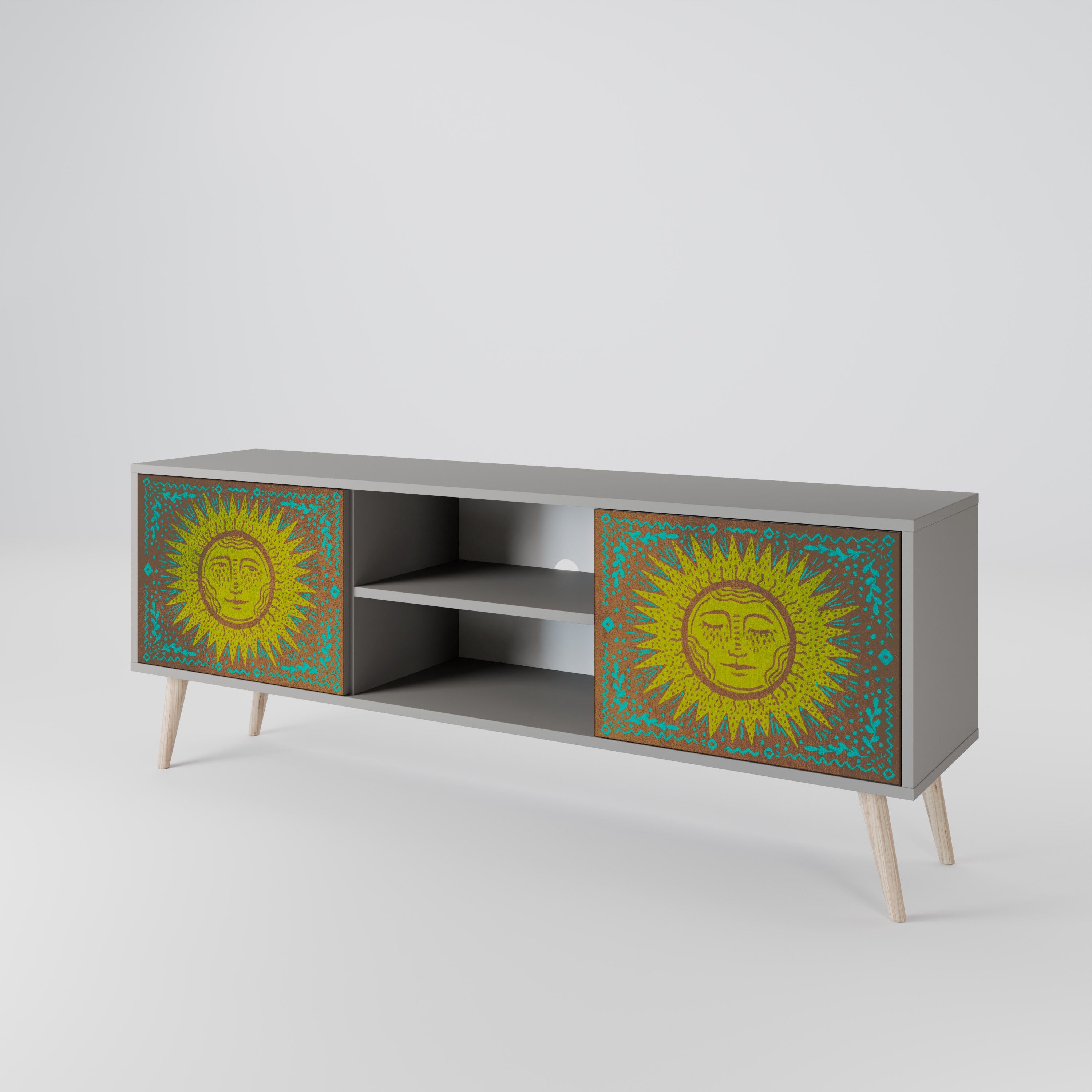 Mueble de TV de 2 puertas SUNSHINE EULOGY en acabado gris