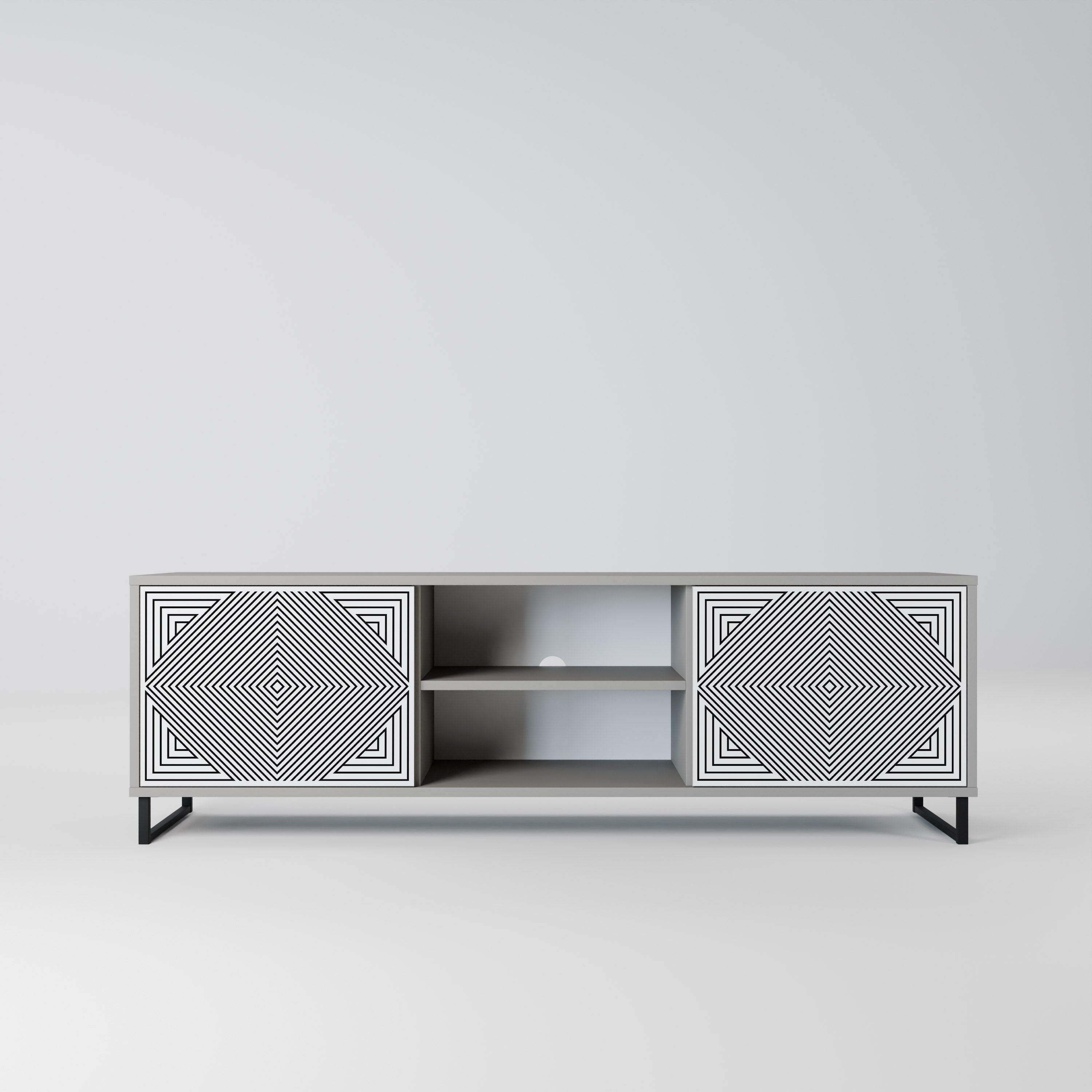 POLYGON ILLUSION 2-Door TV Stand in Grey Finish