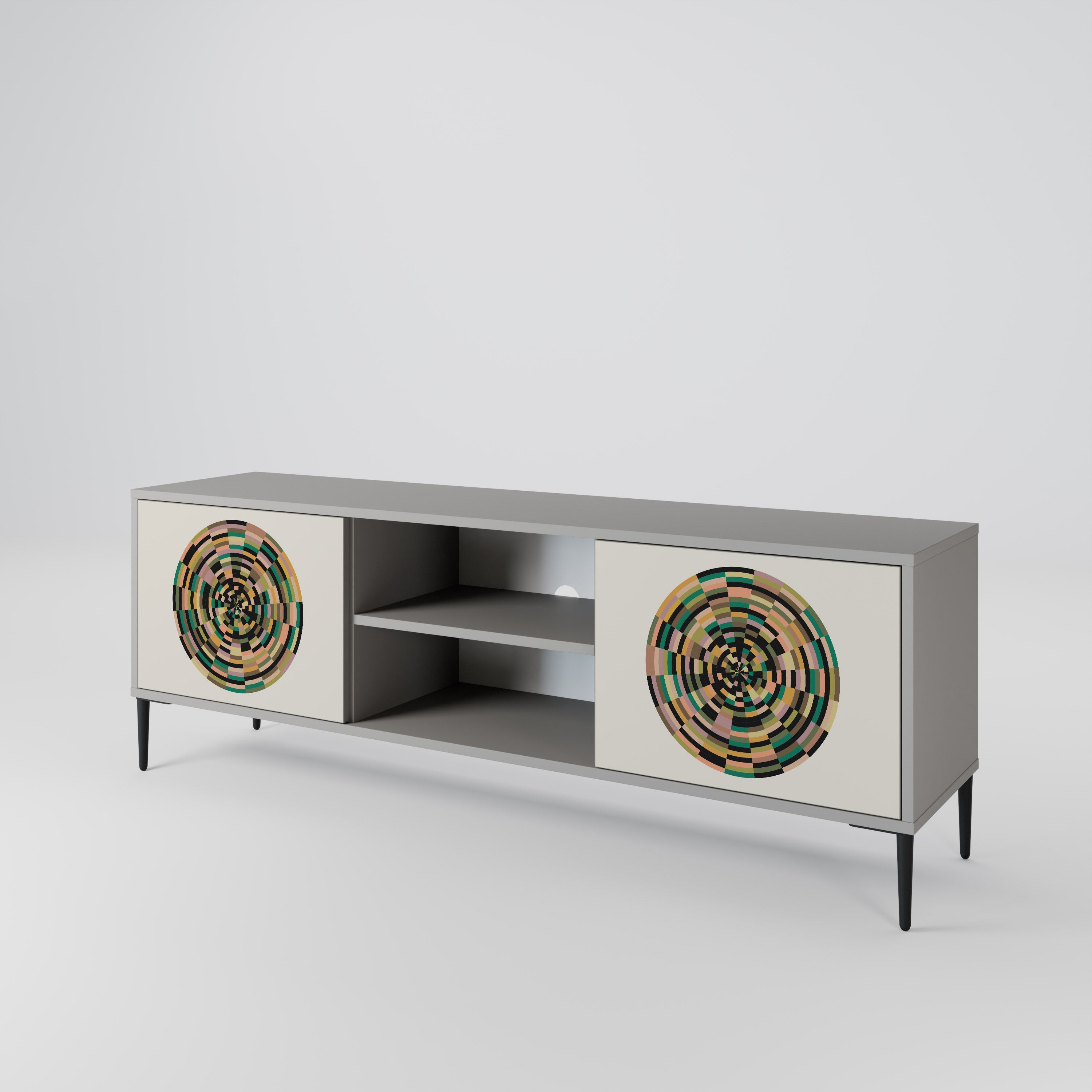 Mueble de TV de 2 puertas GREEN CIRCLES en acabado gris