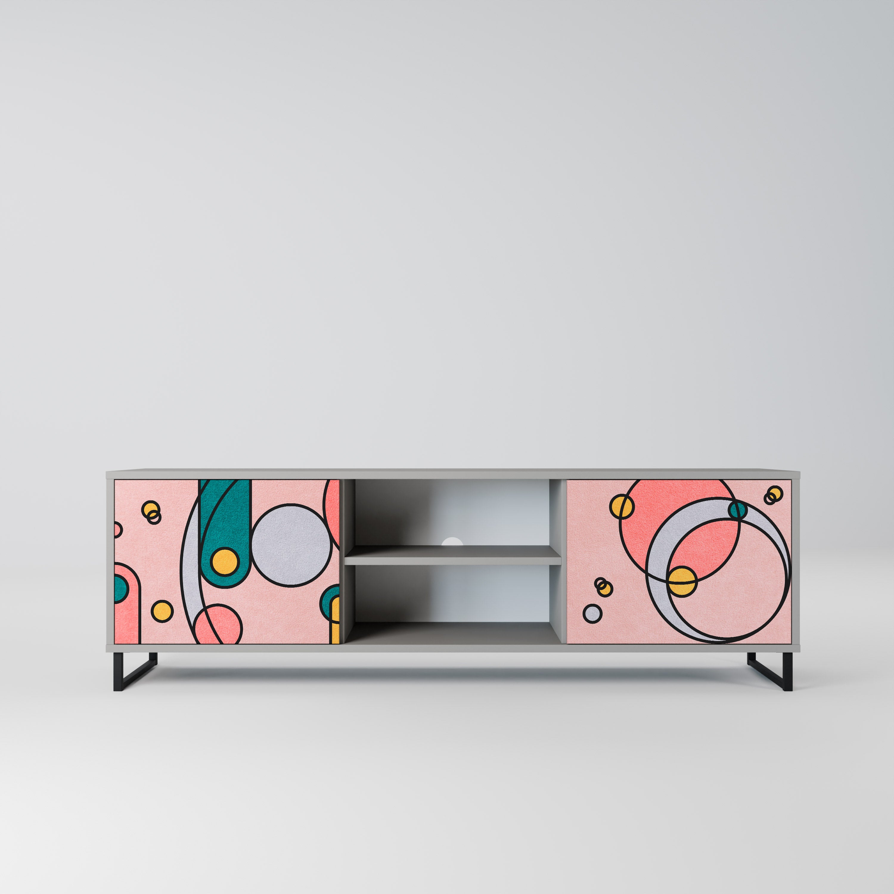 GOSSAMER ECHOES 2-Door TV Stand in Grey Finish