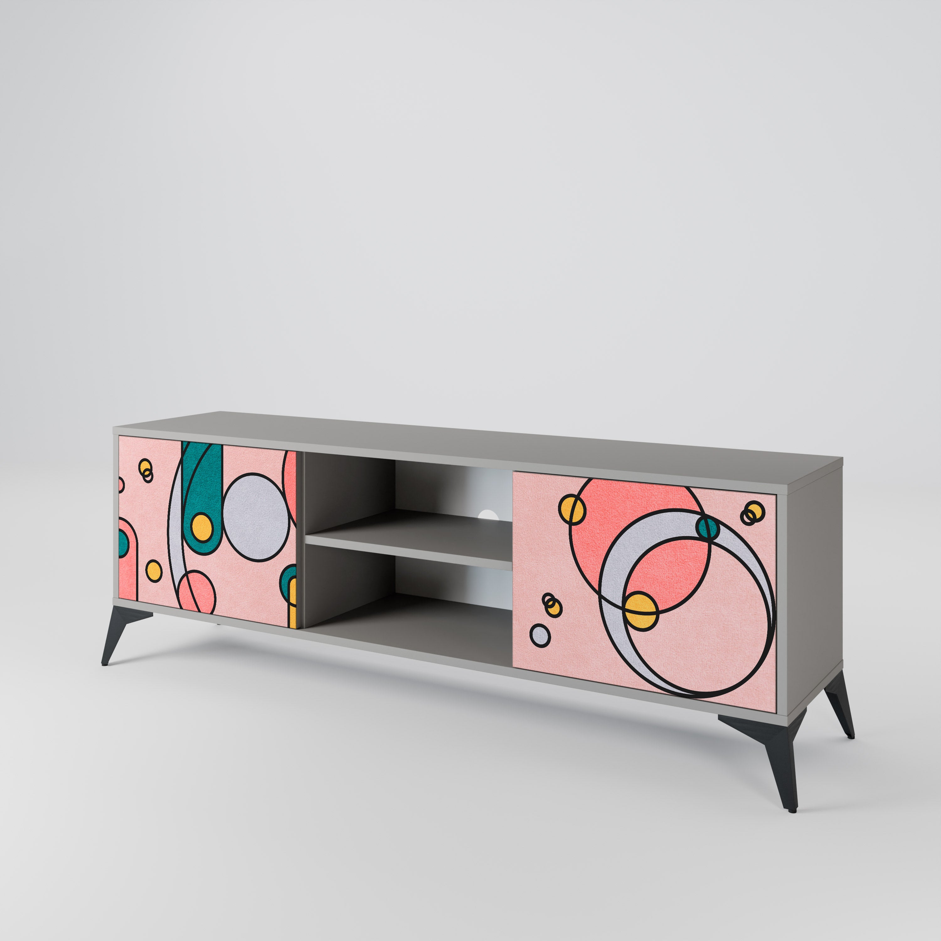 Mueble de TV de 2 puertas GOSSAMER ECHOES en acabado gris