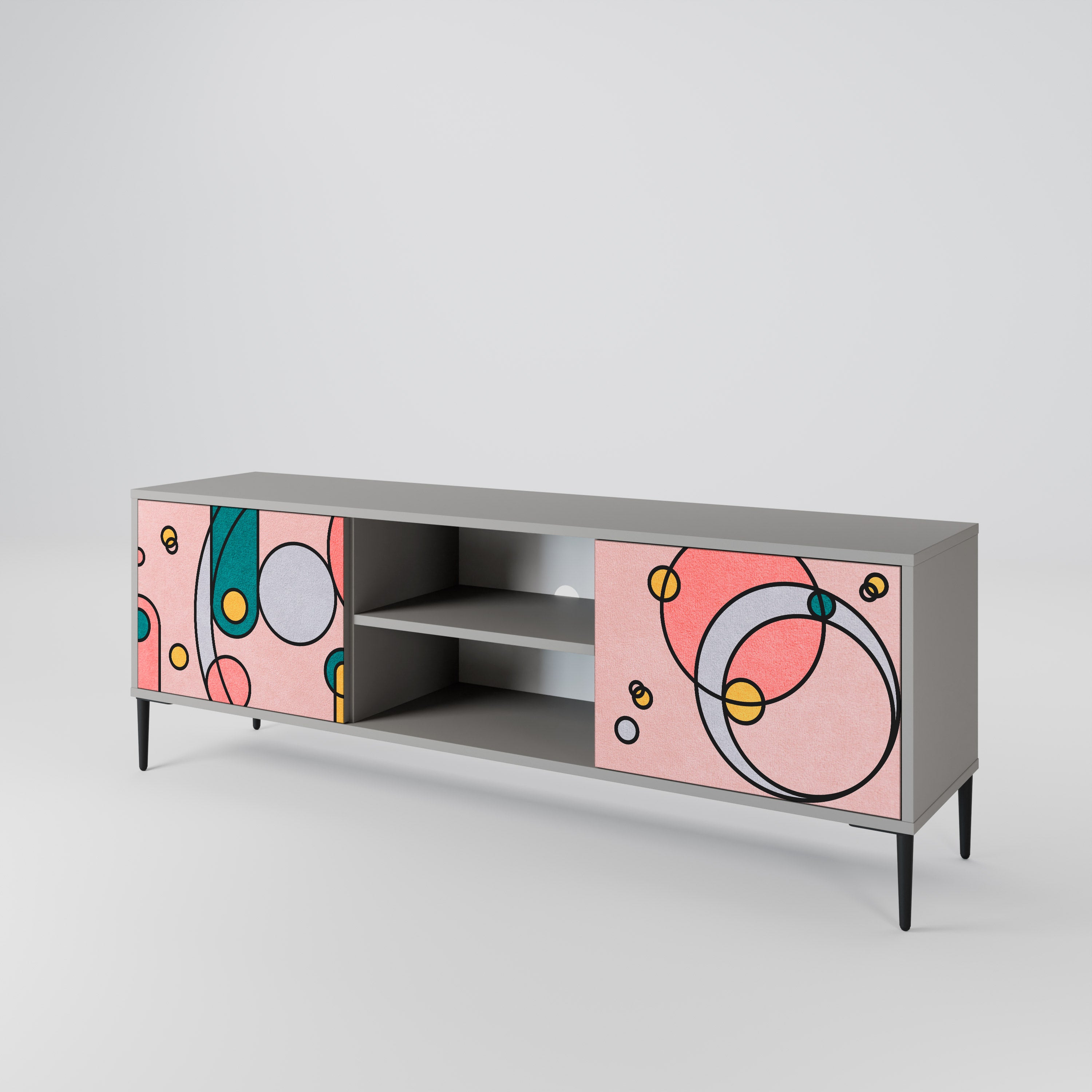 Mueble de TV de 2 puertas GOSSAMER ECHOES en acabado gris