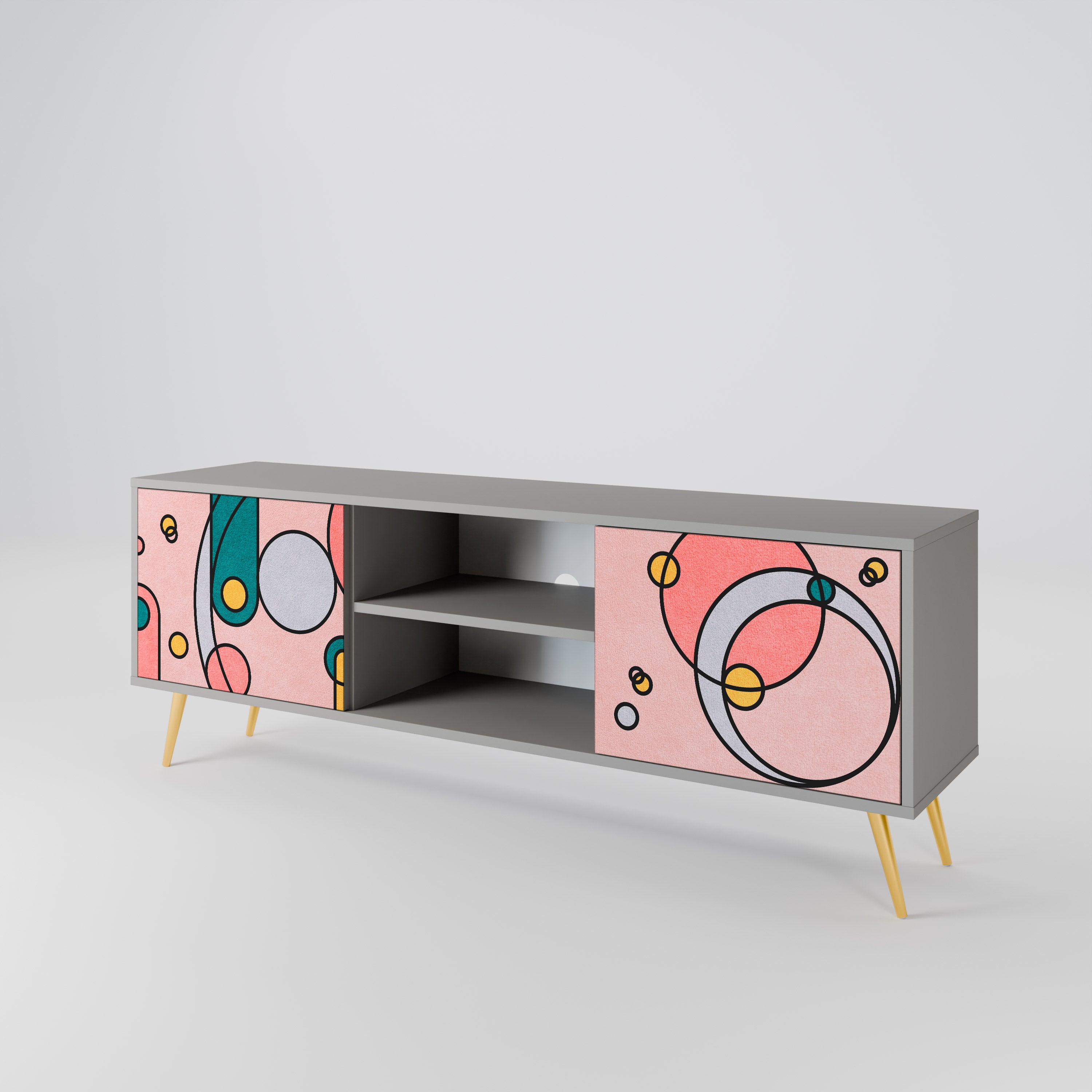 Mueble de TV de 2 puertas GOSSAMER ECHOES en acabado gris