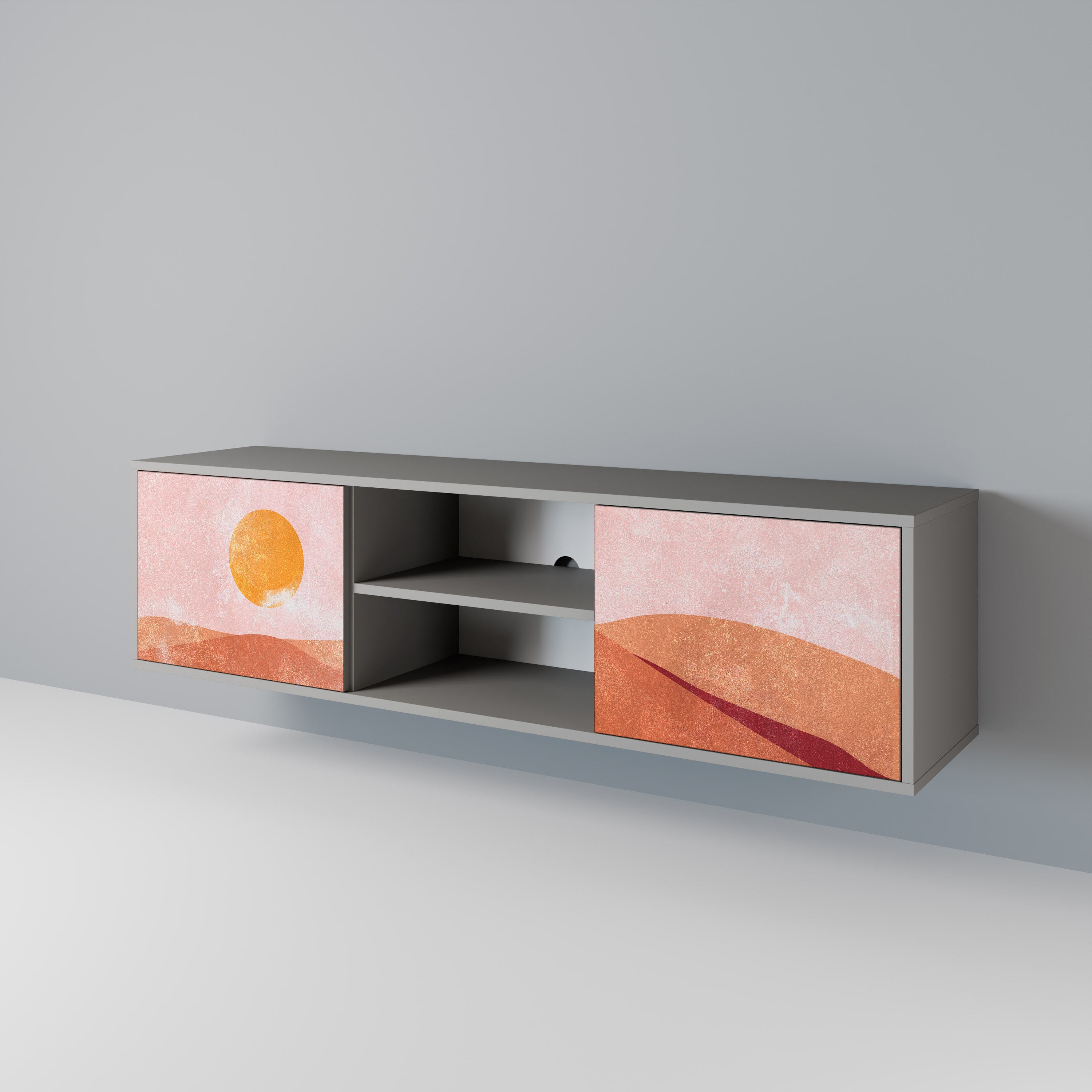 Mueble de TV de 2 puertas LUMINOUS SUNLIGHT en acabado gris