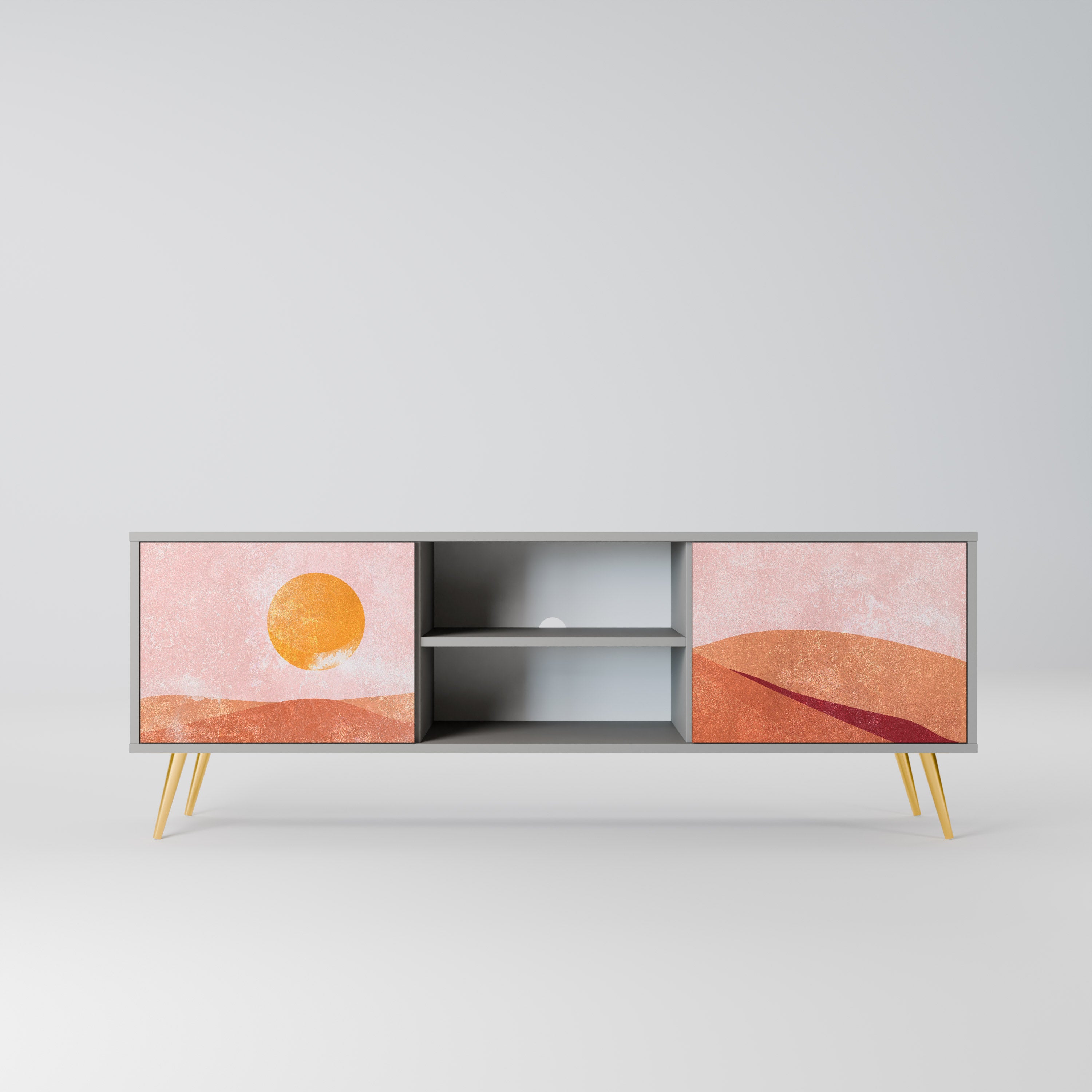 LUMINOUS SUNLIGHT 2-Door TV Stand in Grey Finish