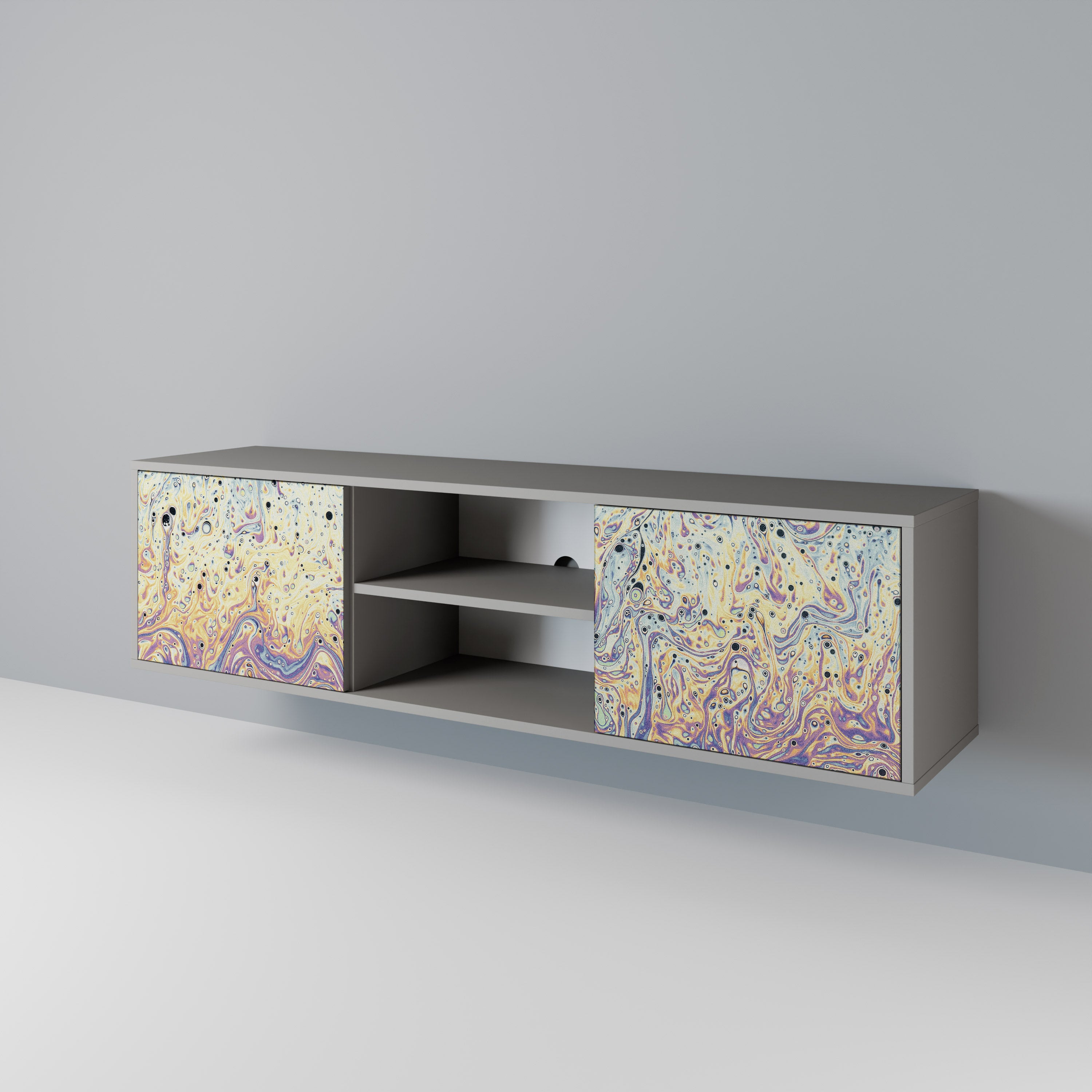 MOSAIC OF COLORS 2-Door TV Stand in Grey Finish