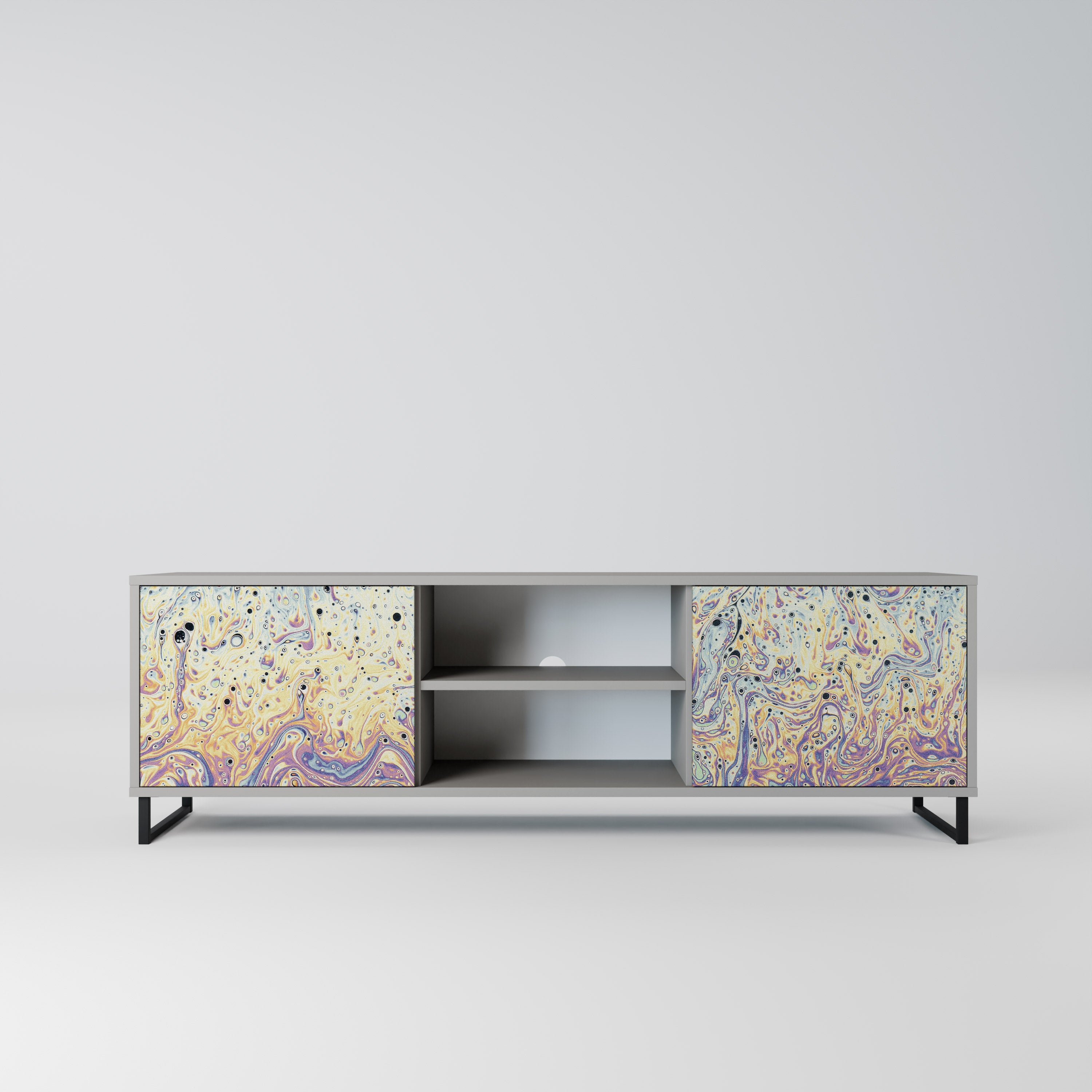 MOSAIC OF COLORS 2-Door TV Stand in Grey Finish