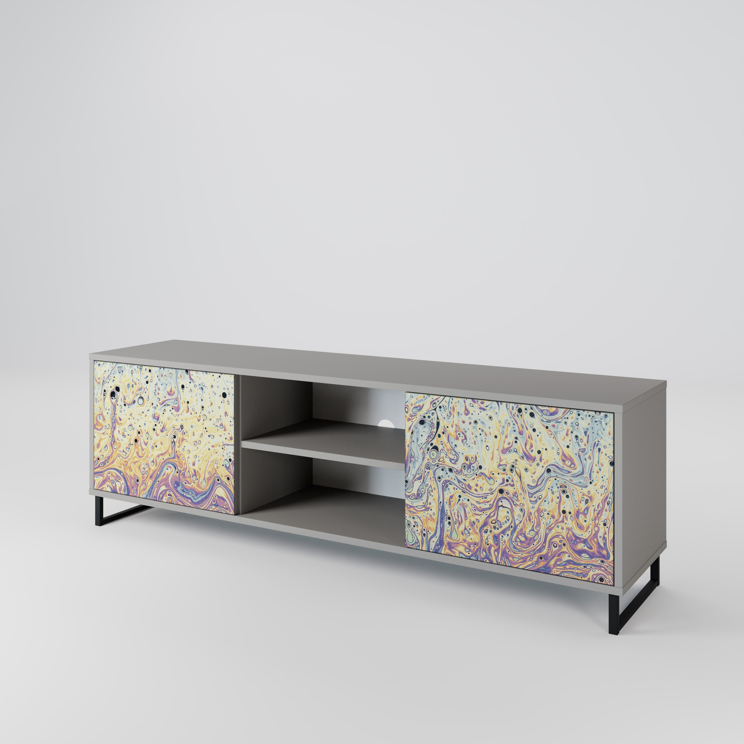 MOSAIC OF COLORS 2-Door TV Stand in Grey Finish