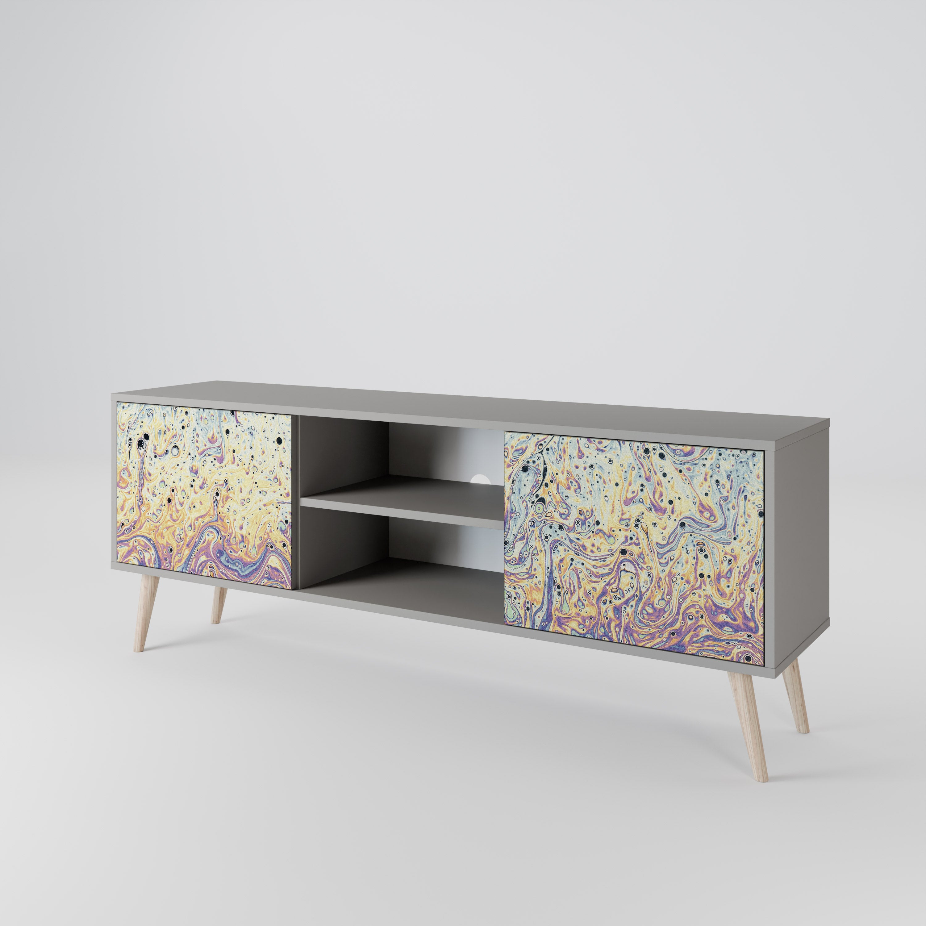 MOSAIC OF COLORS 2-Door TV Stand in Grey Finish