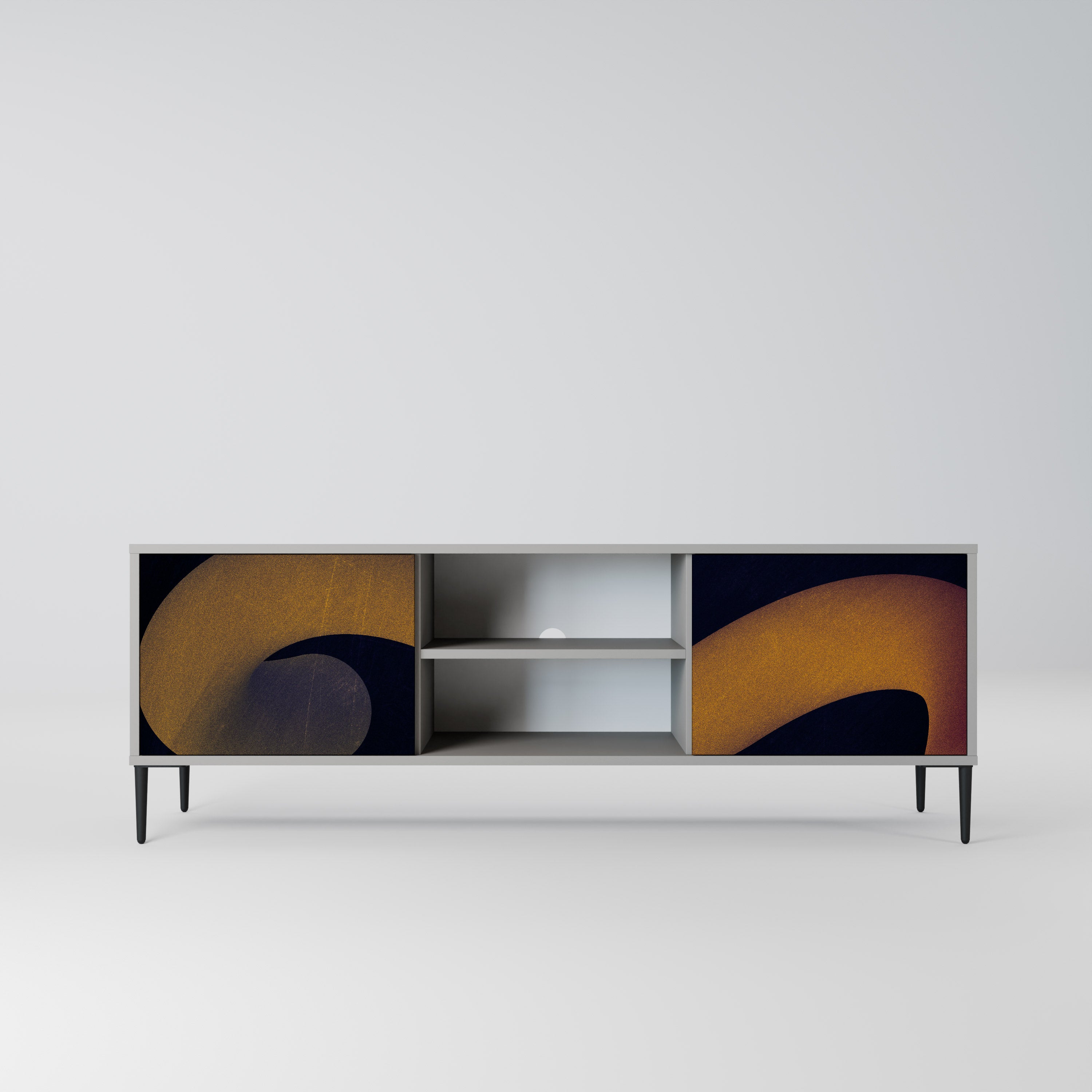 HOLLOW TIME 2-Door TV Stand in Grey Finish