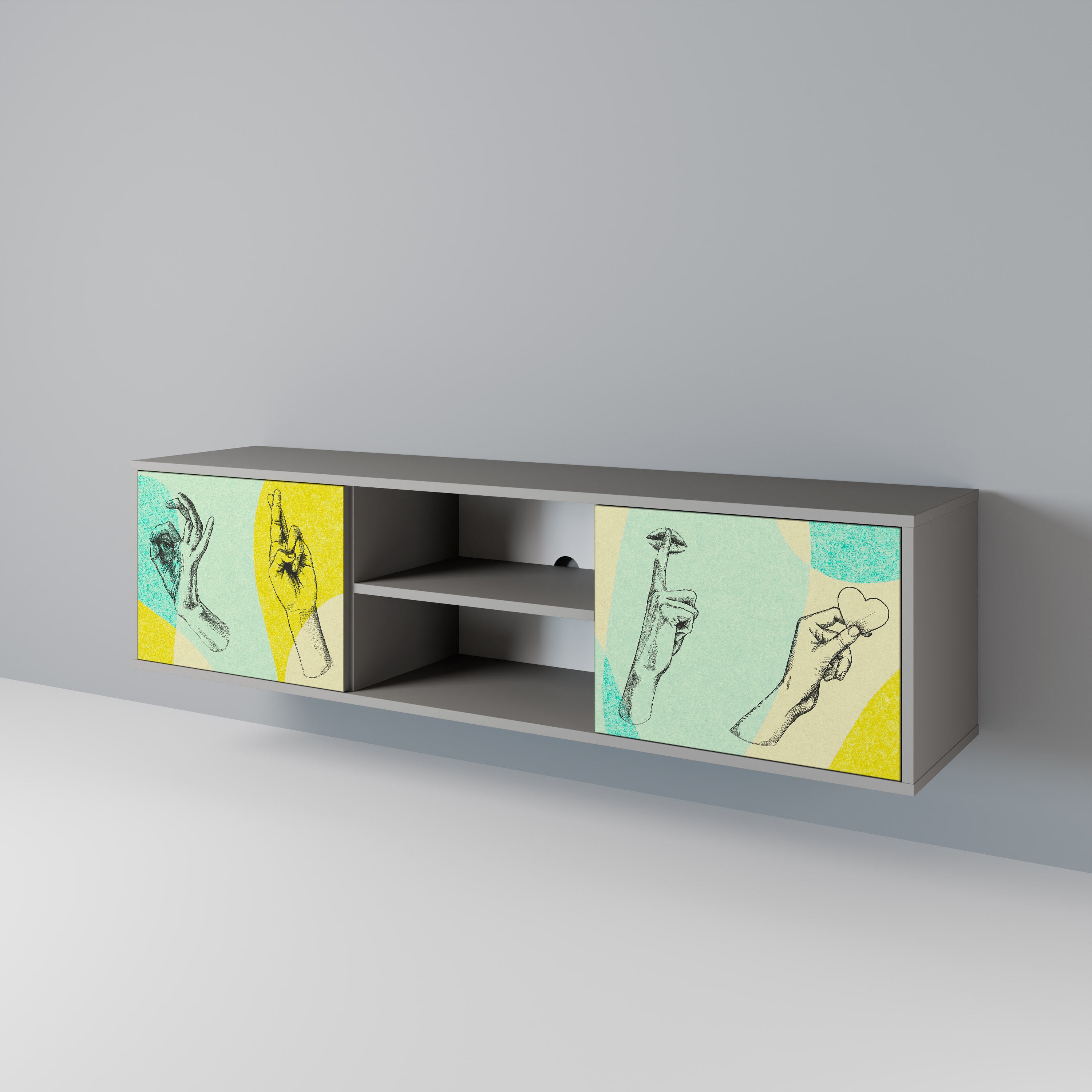 BODY LANGUAGE 2-Door TV Stand in Grey Finish