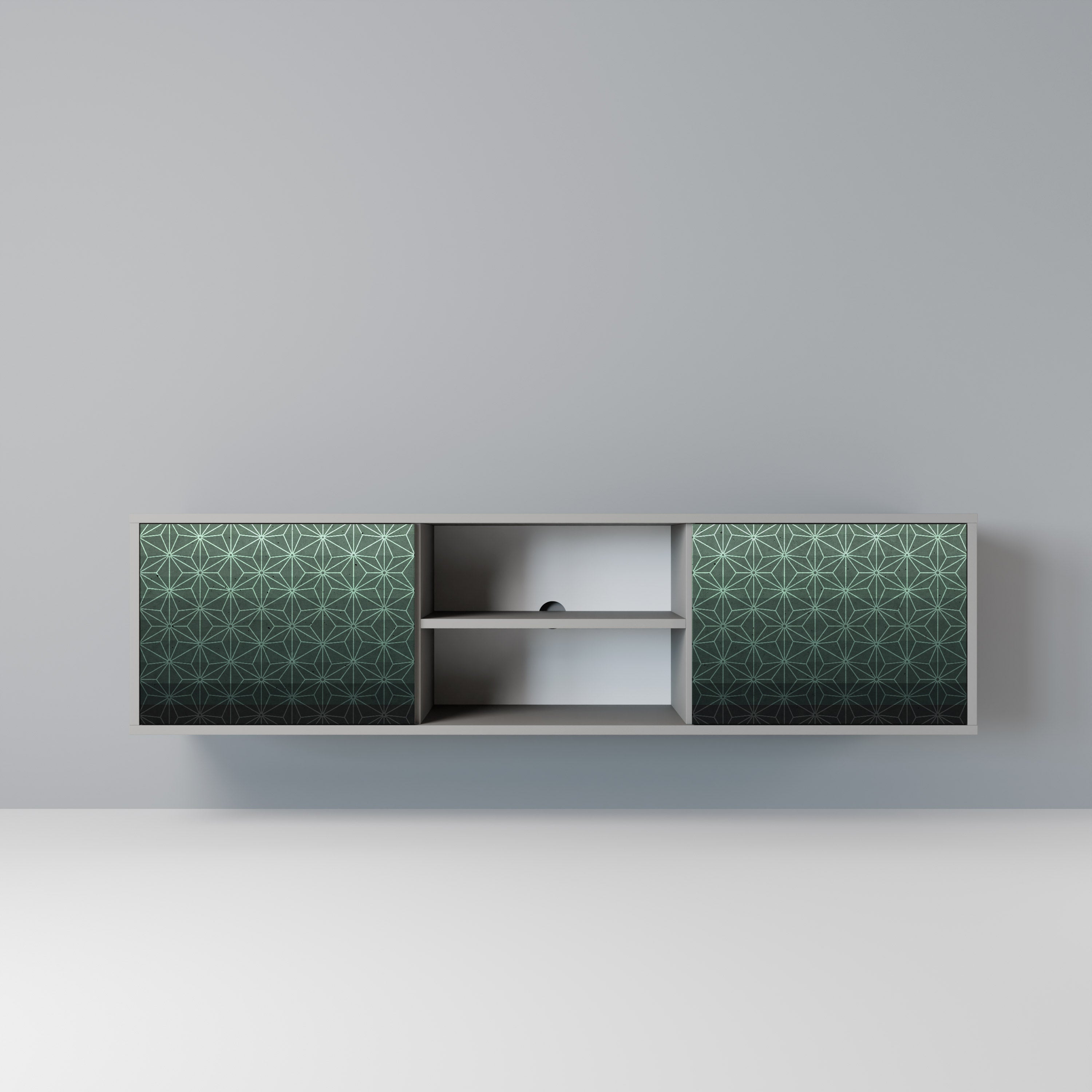 ORNAMENTAL GLIMMER 2-Door TV Stand in Grey Finish