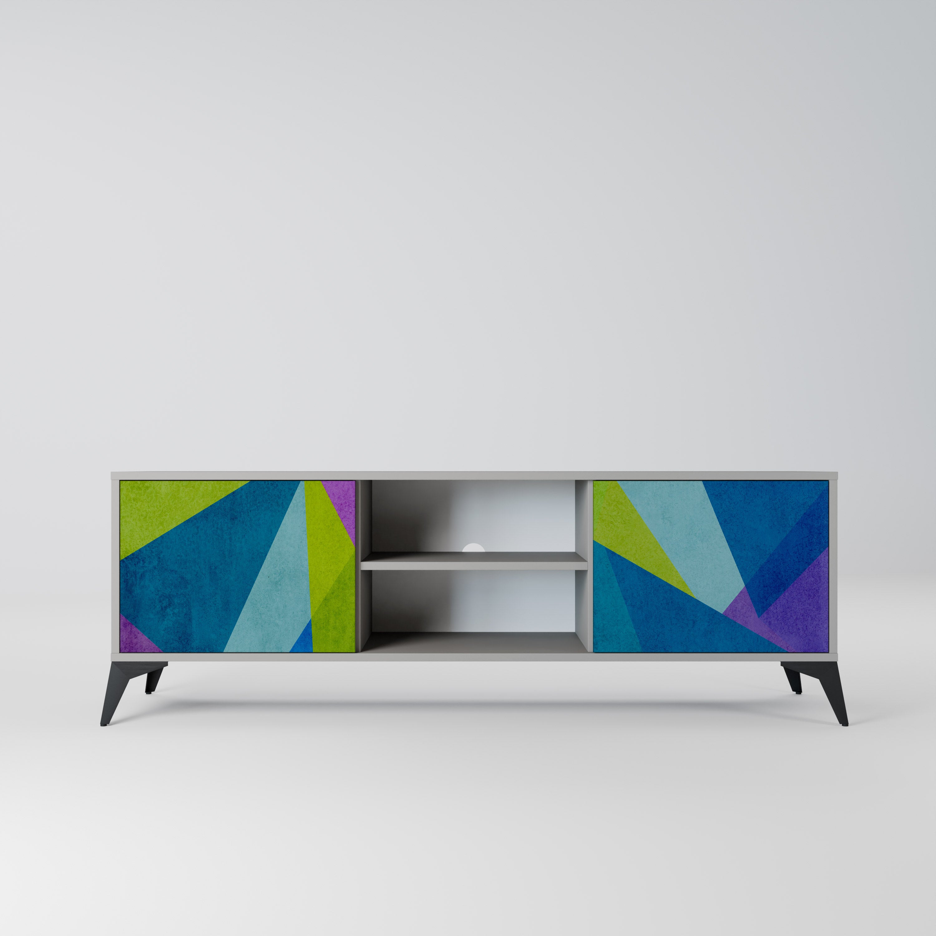 COLD SHOWCASE 2-Door TV Stand in Grey Finish