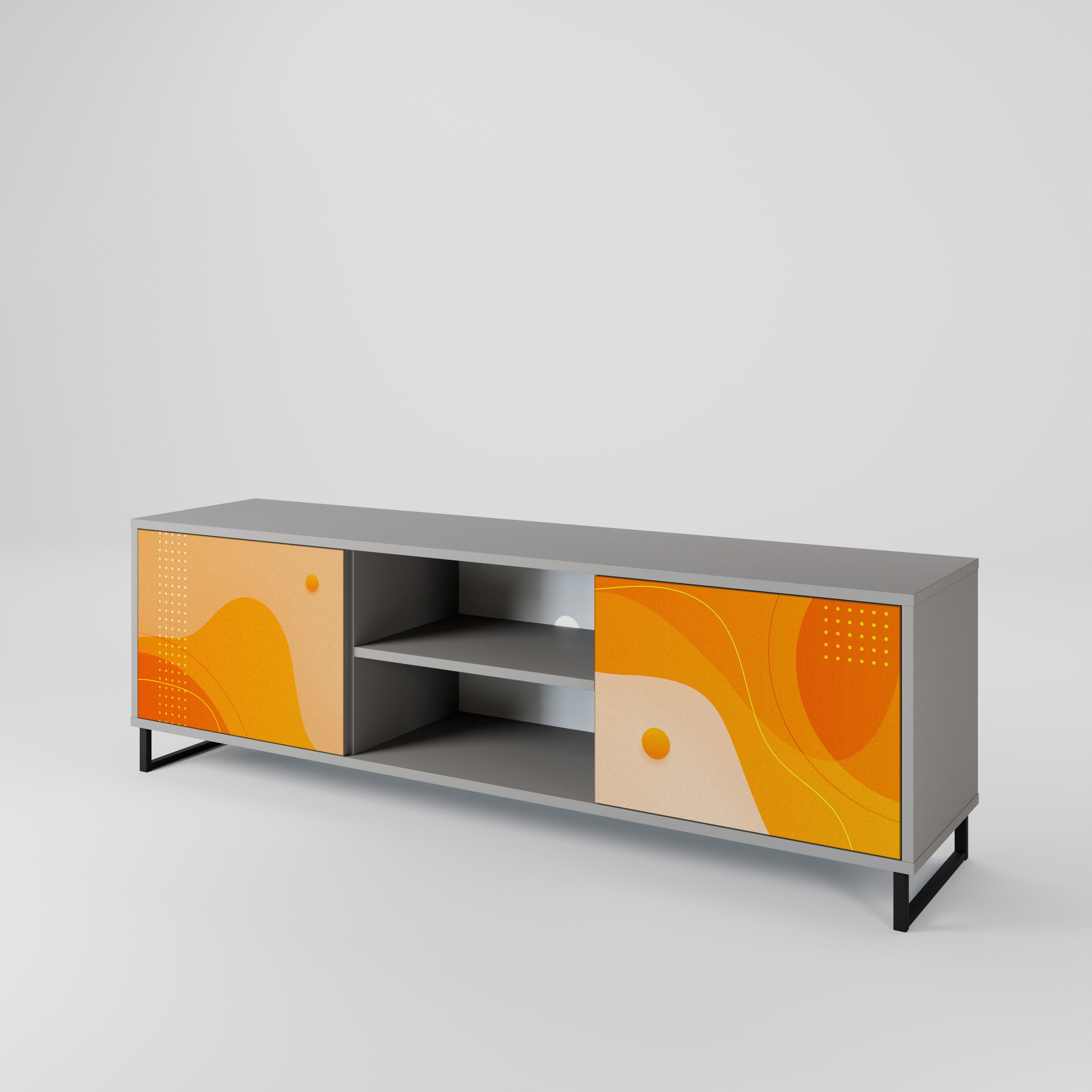 ORANGE ARRANGEMENT 2-Door TV Stand in Grey Finish