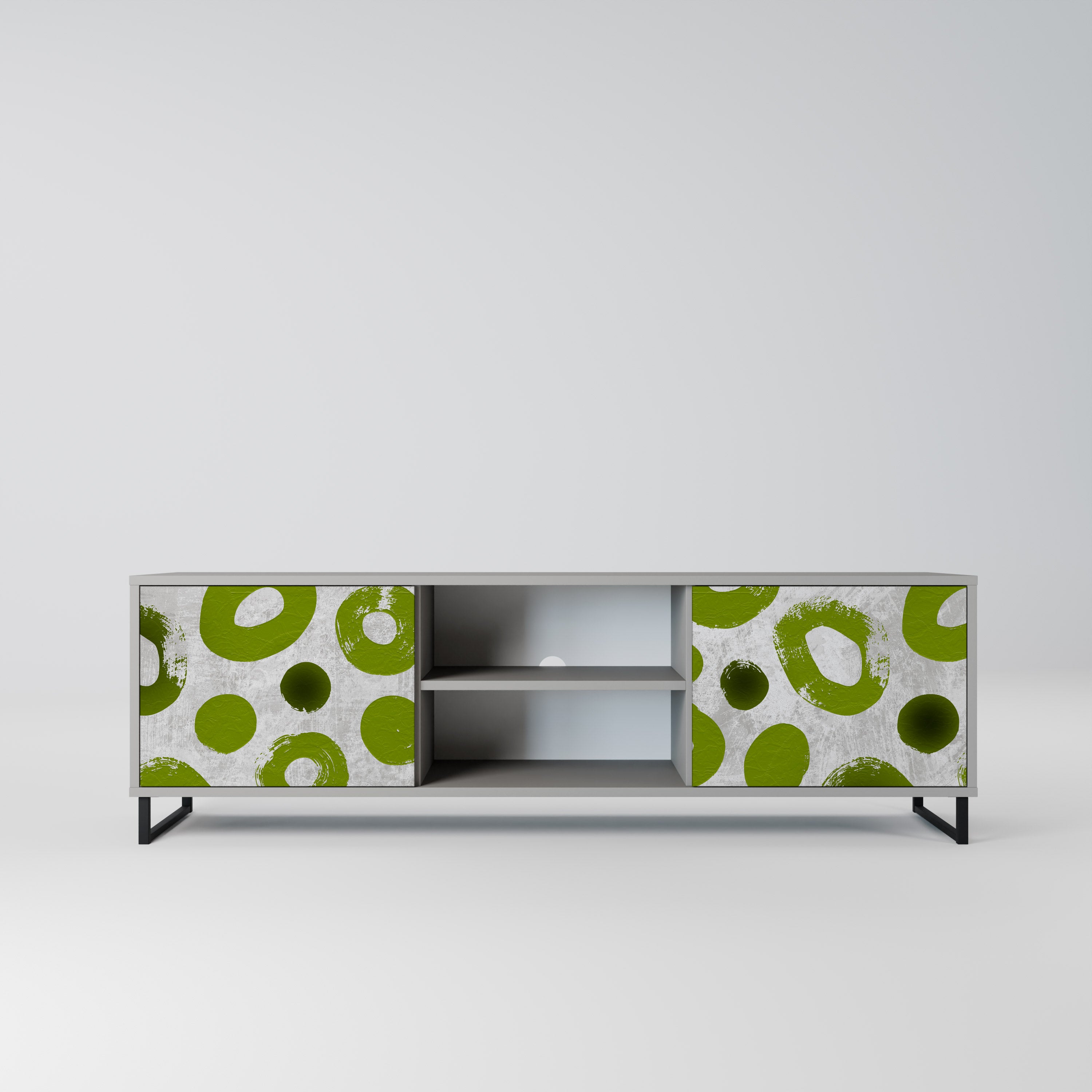 GREEN RHAPSODY 2-Door TV Stand in Grey Finish
