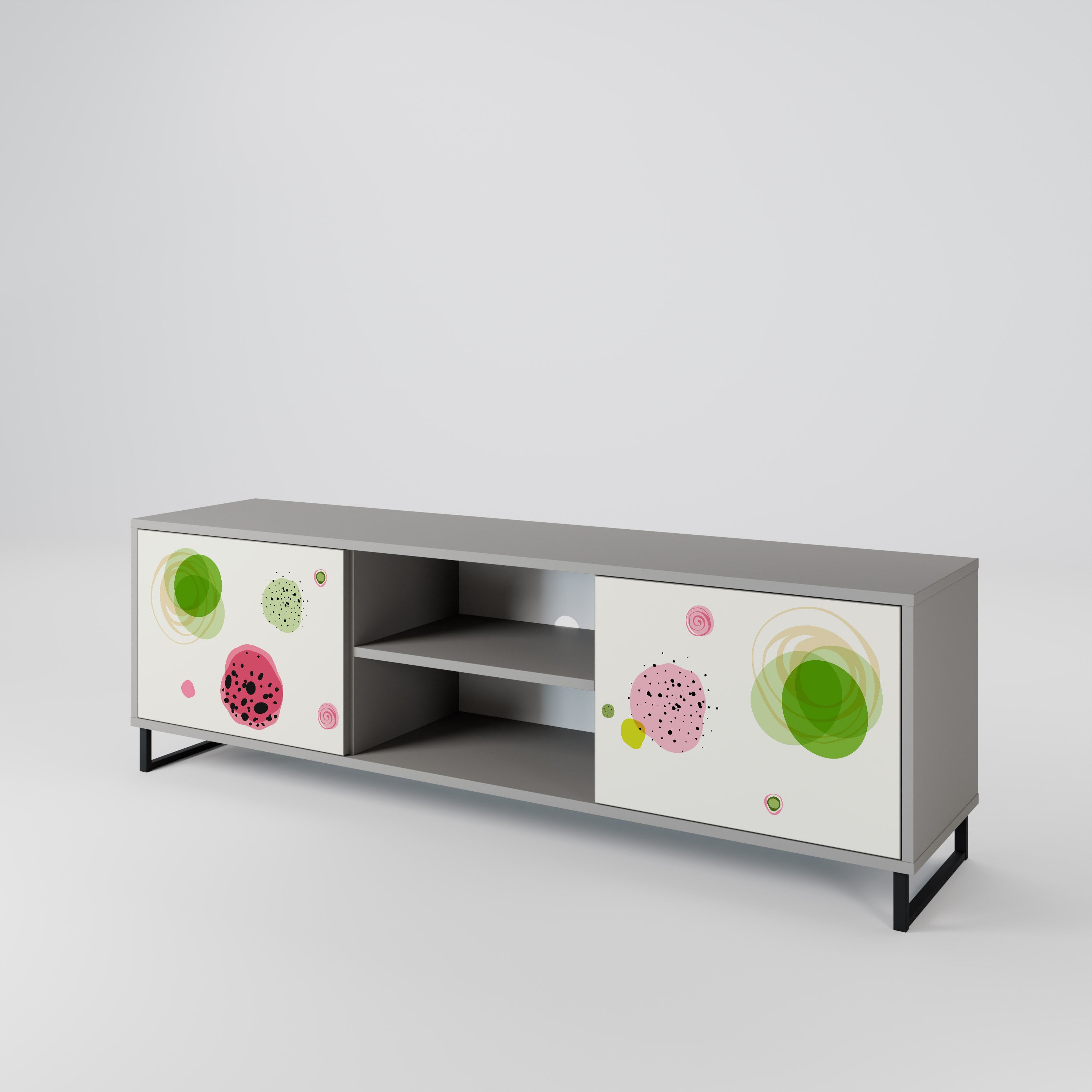COLORFUL COSMOS 2-Door TV Stand in Grey Finish