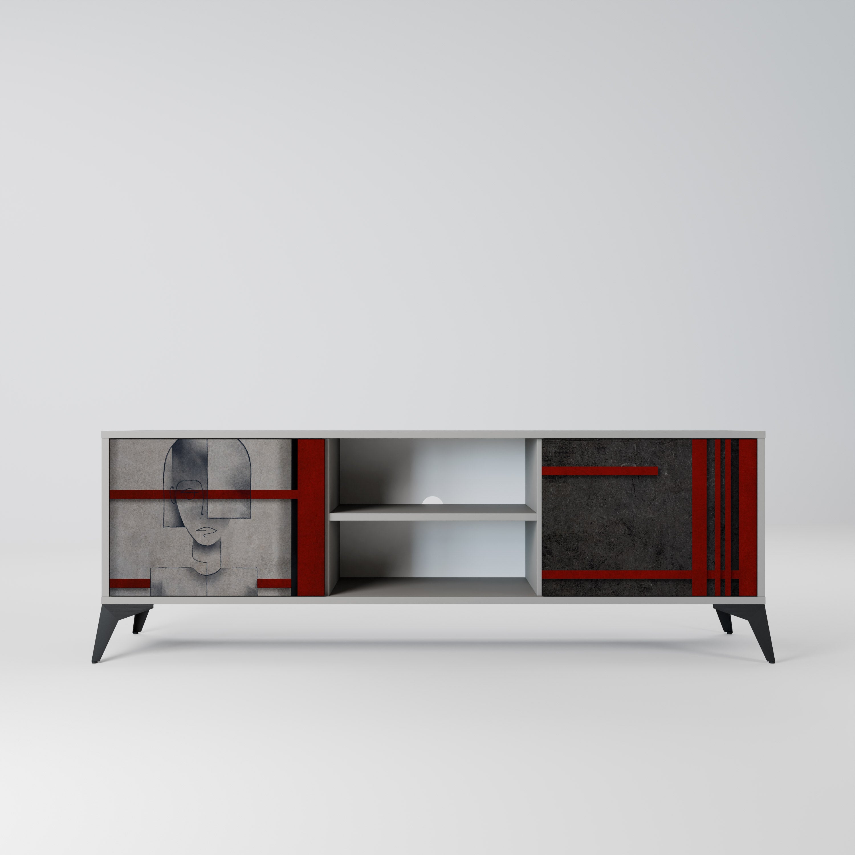 GRAY FIGURES 2-Door TV Stand in Grey Finish