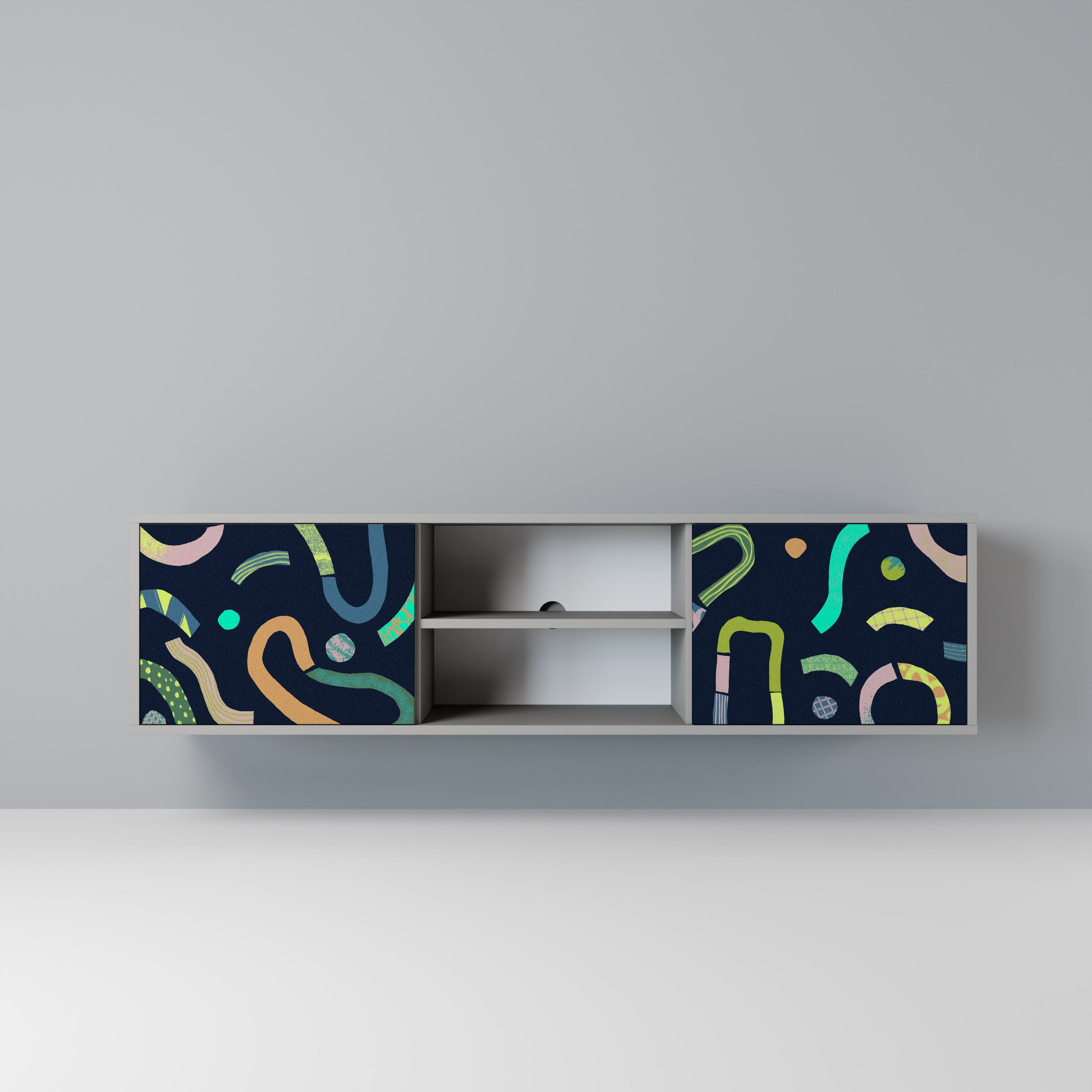 CONTRAST DANCE 2-Door TV Stand in Grey Finish