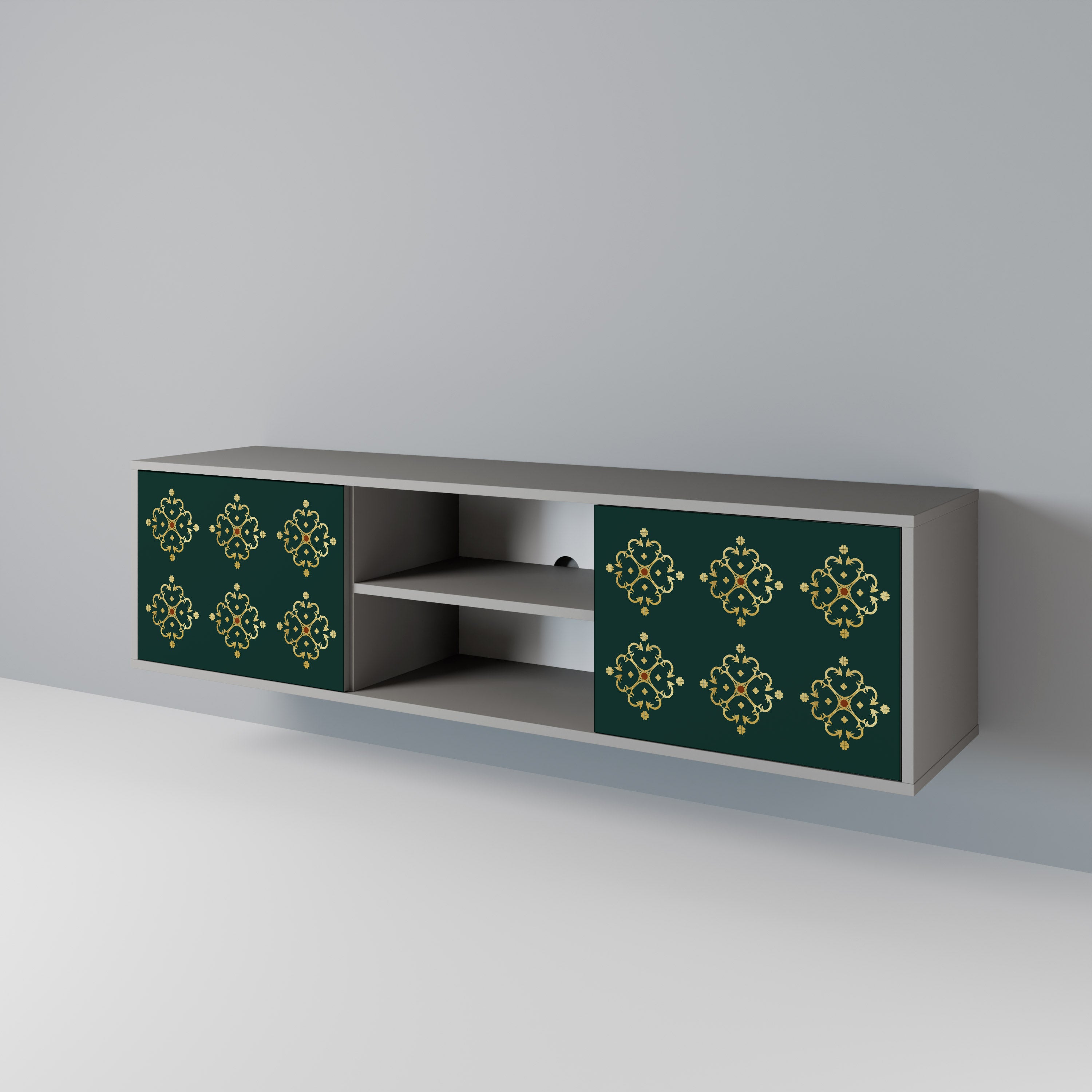 ROYAL MEDALLION 2-Door TV Stand in Grey Finish