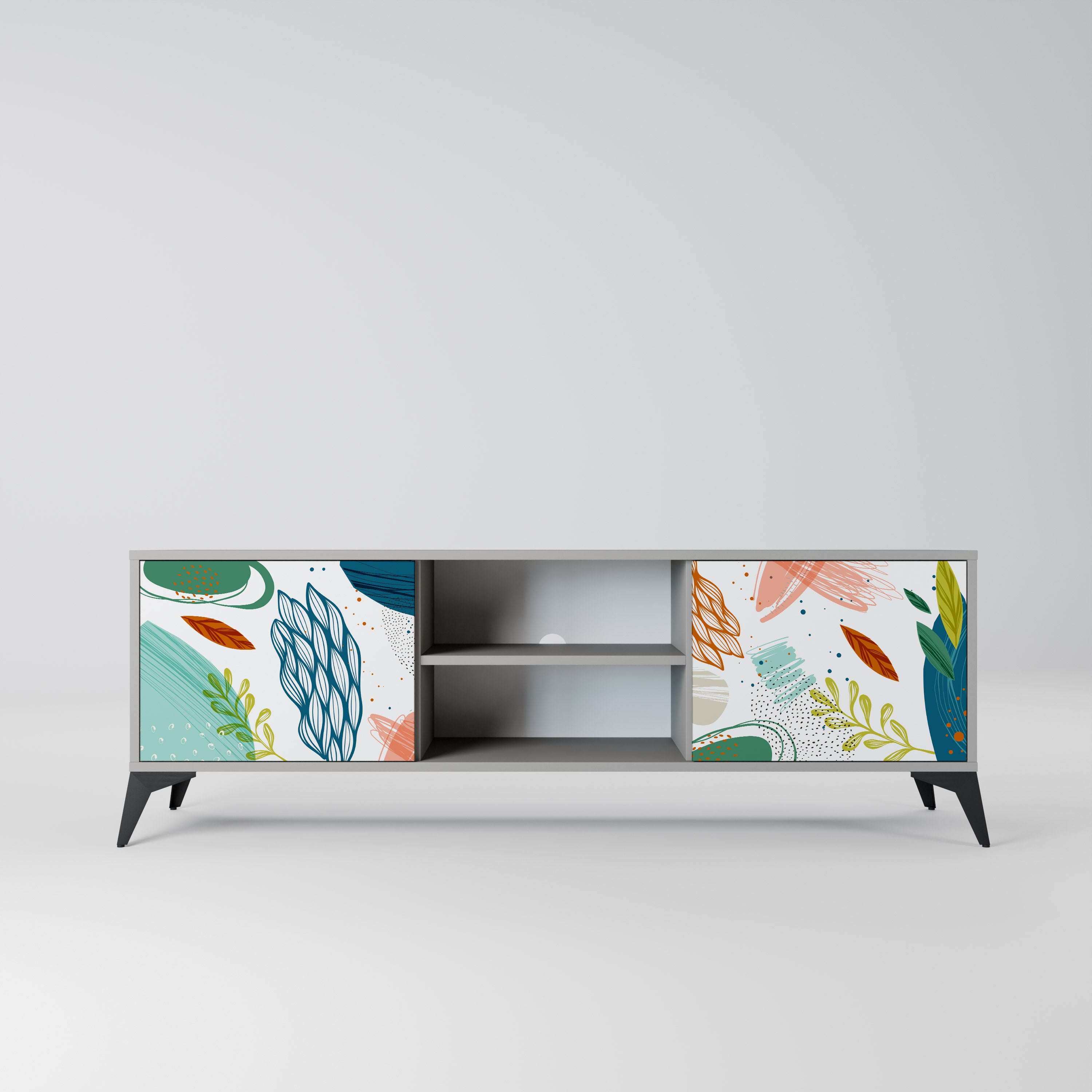 BOTANICAL HURRICANE 2-Door TV Stand in Grey Finish